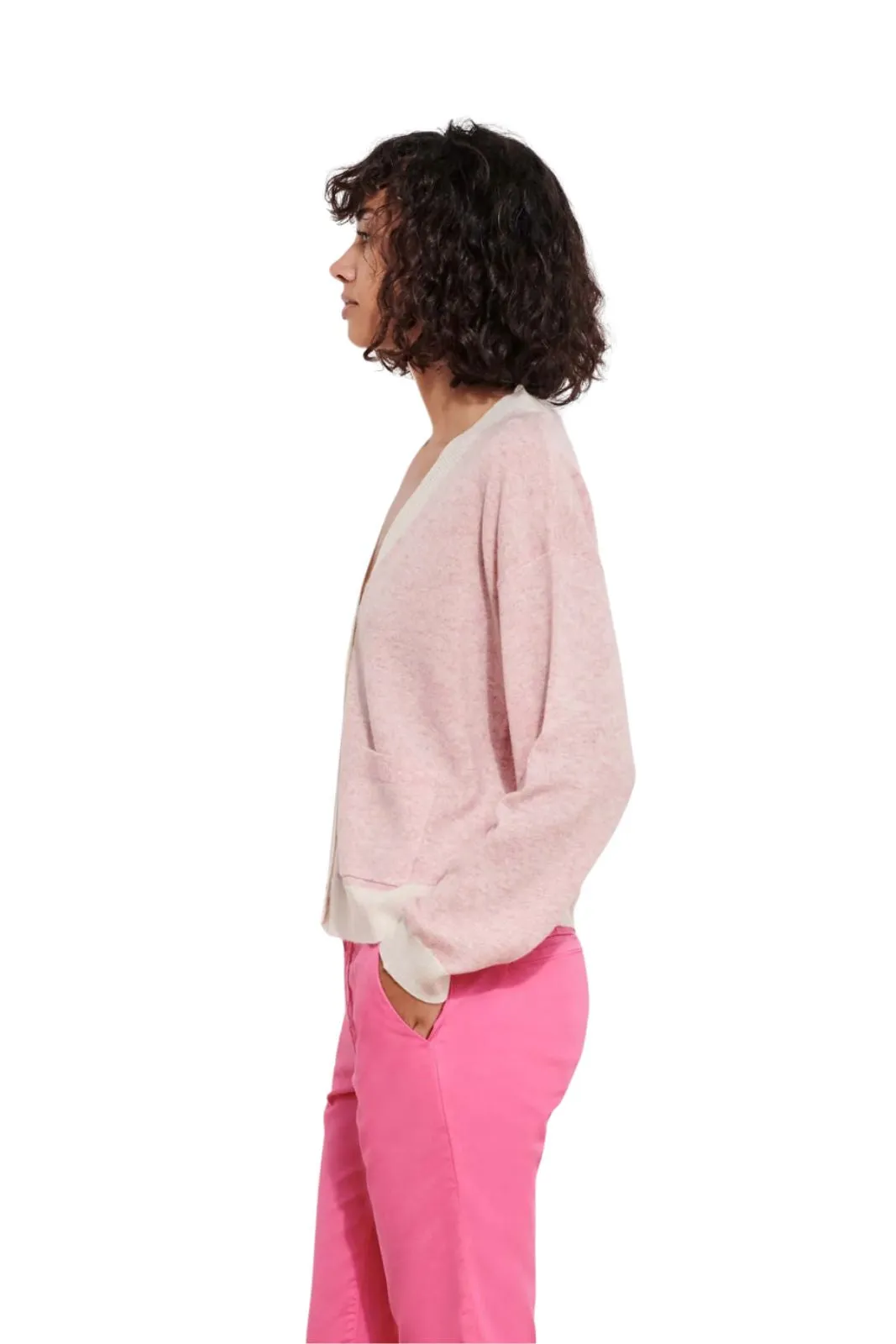2 Tone Boxy Cardigan Oatmeal/Rosewater