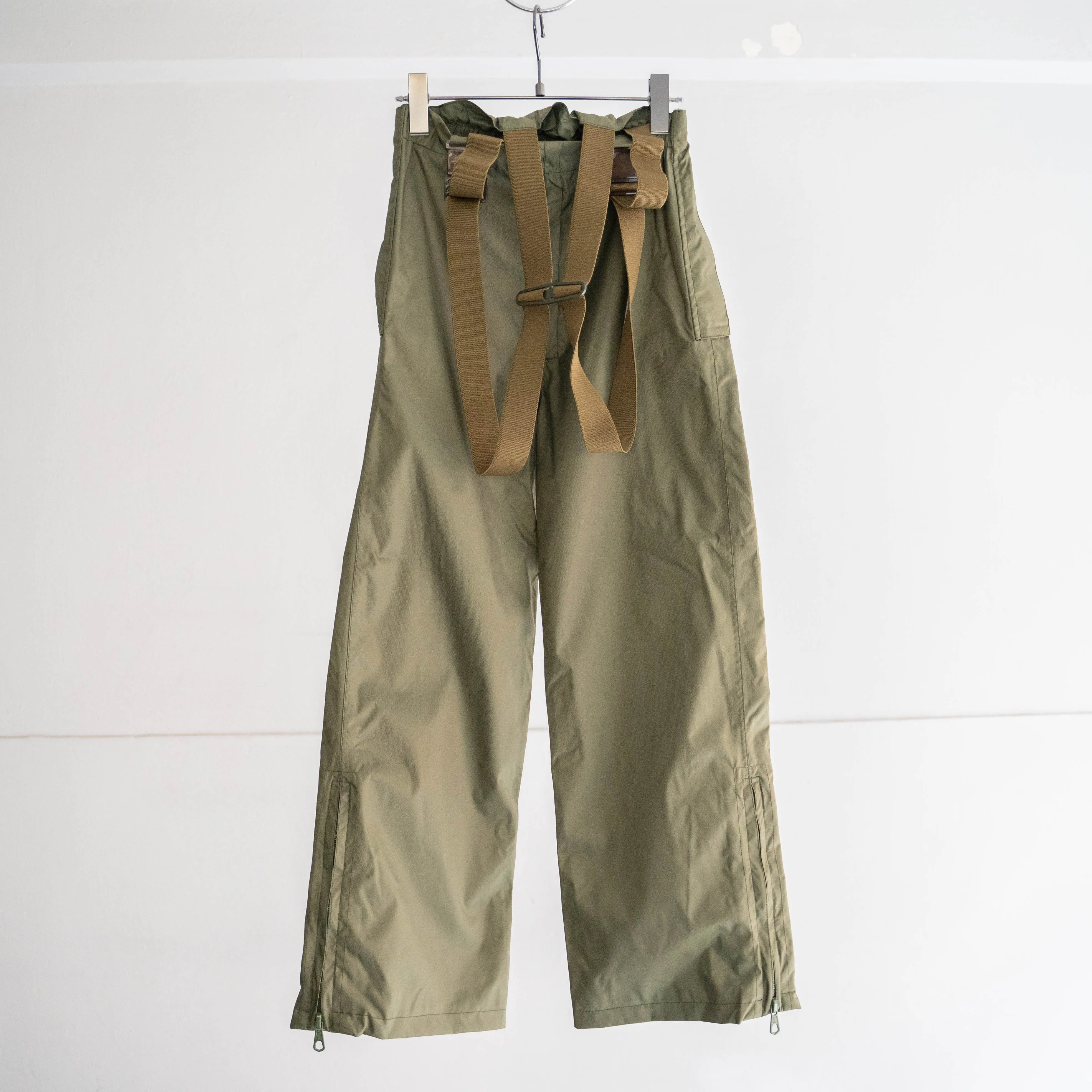 2000s Italian military green color nylon waist overall 'rare color' 'dead stock'