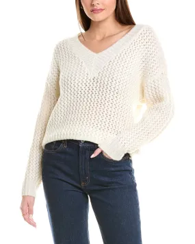 27 Miles Malibu Womens  Oversized V-Neck Wool & Cashmere-Blend Pullover, Xs,