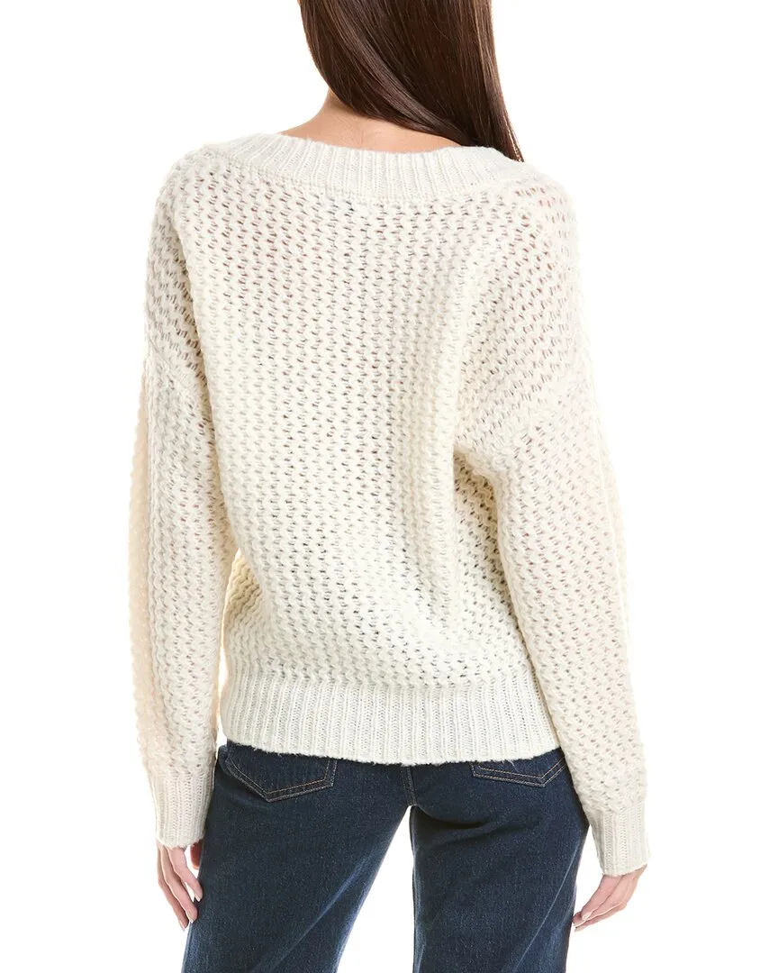 27 Miles Malibu Womens  Oversized V-Neck Wool & Cashmere-Blend Pullover, Xs,