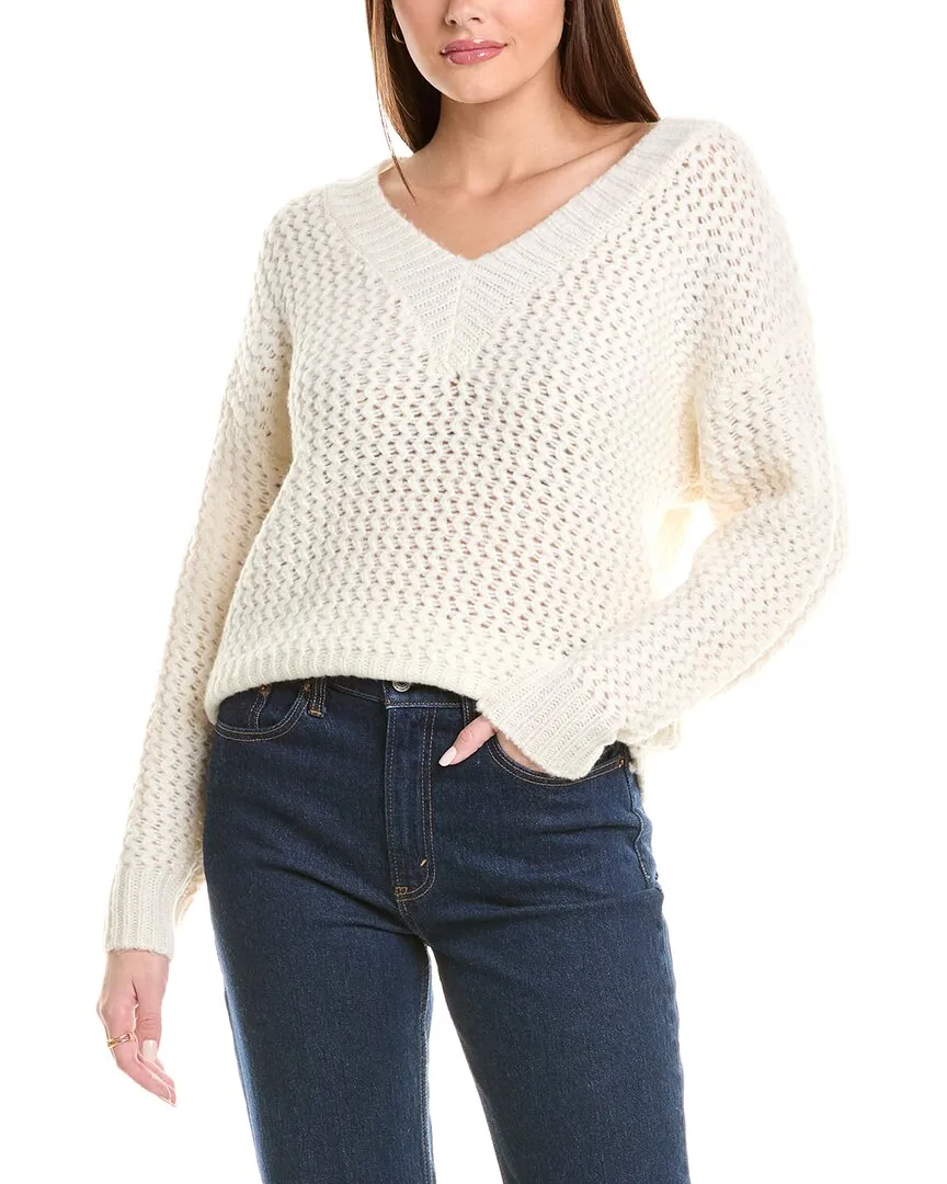 27 Miles Malibu Womens  Oversized V-Neck Wool & Cashmere-Blend Pullover, Xs,