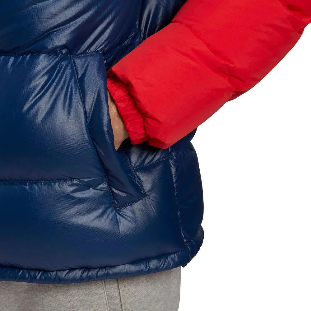 adidas Down Regen Hooded Puffer Jacket Scarlet Collegiate Navy