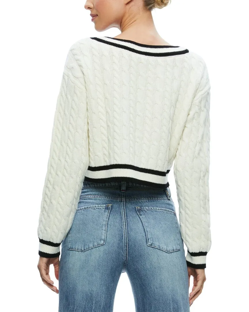 Alice   Olivia Ayden Cropped V-Neck Wool & Cashmere-Blend Pullover