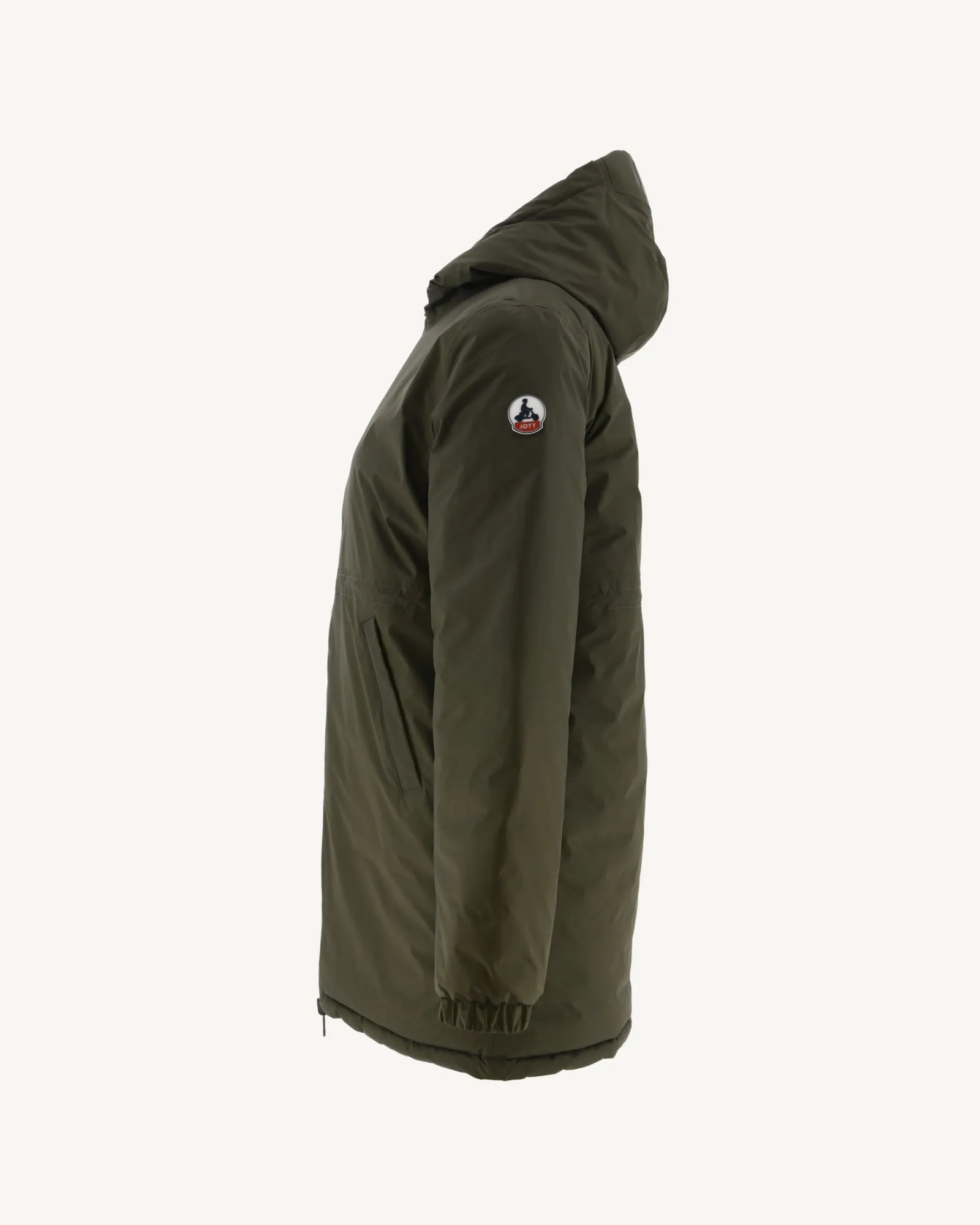 Army/Soft pink Roma long reversible puffer jacket