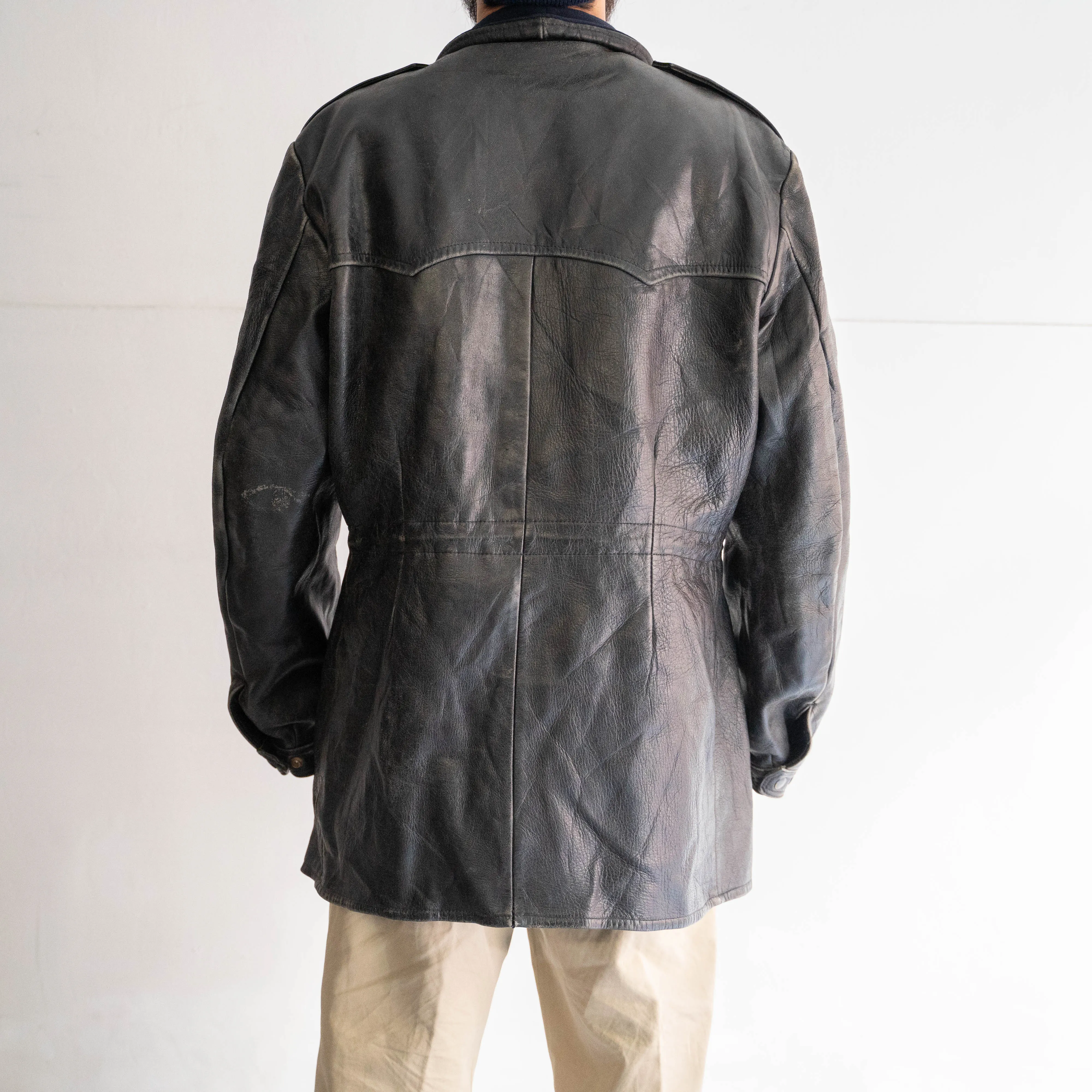 around 1950s Swedish military leather car coat