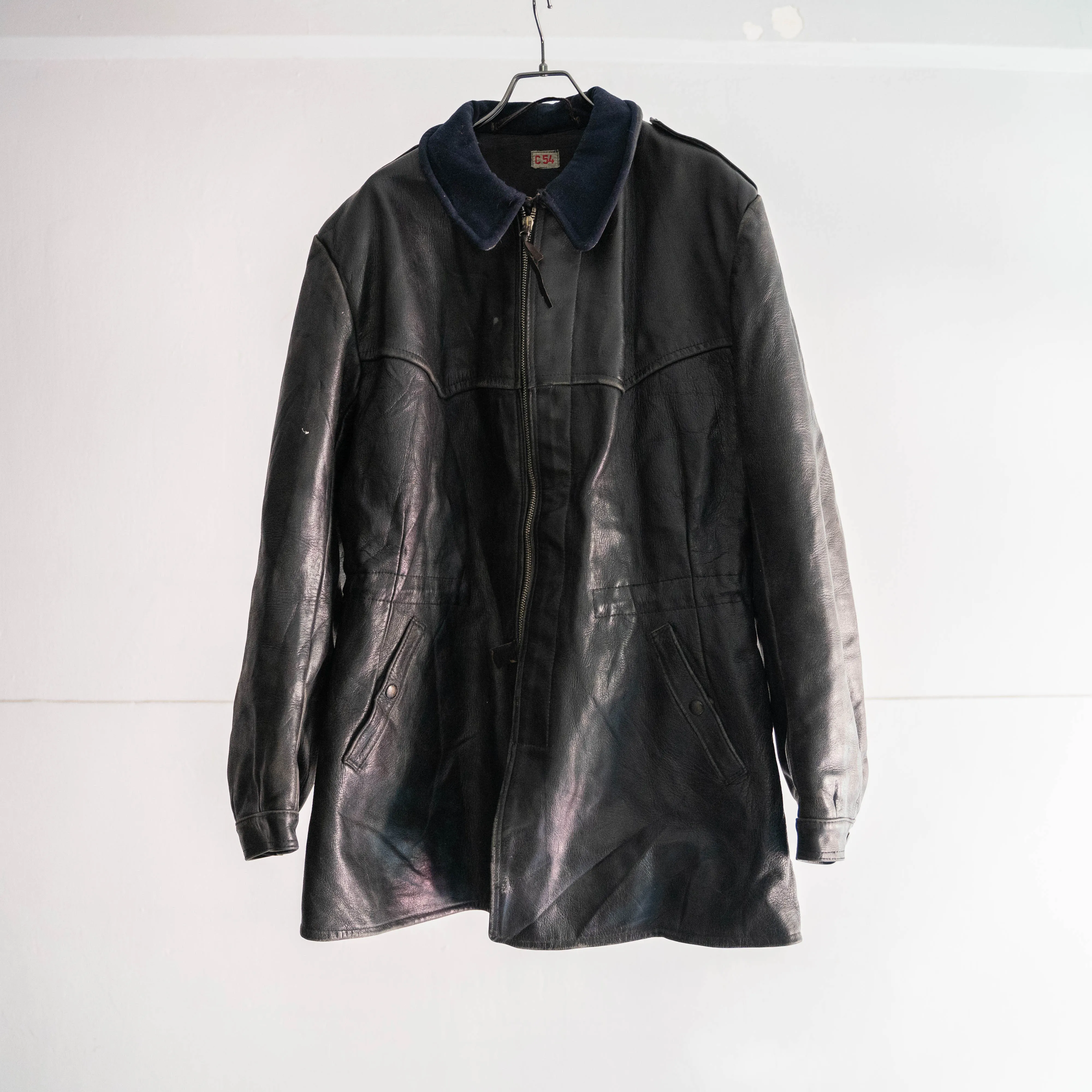 around 1950s Swedish military leather car coat