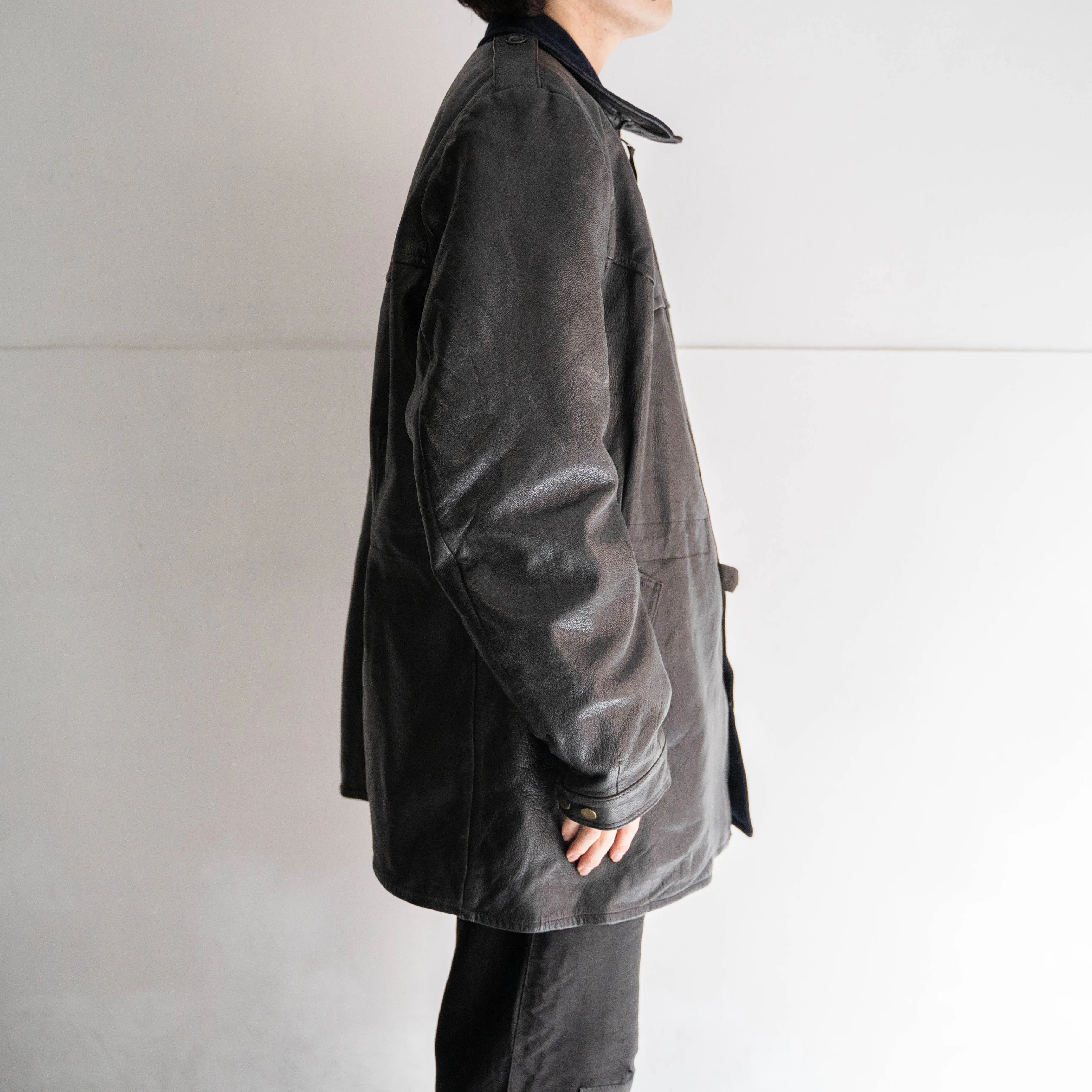around 1950s Swedish military leather car coat