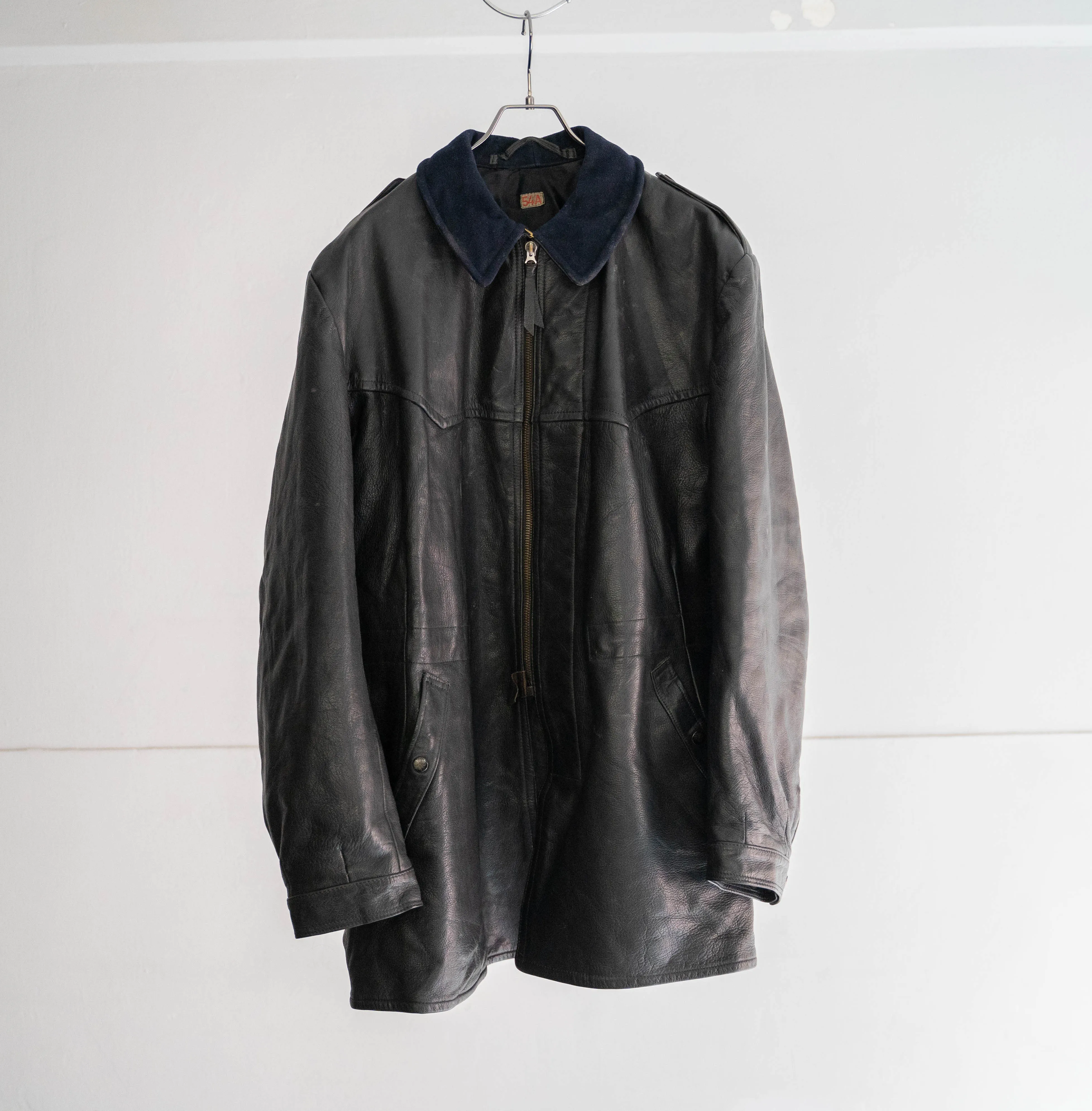 around 1950s Swedish military leather car coat