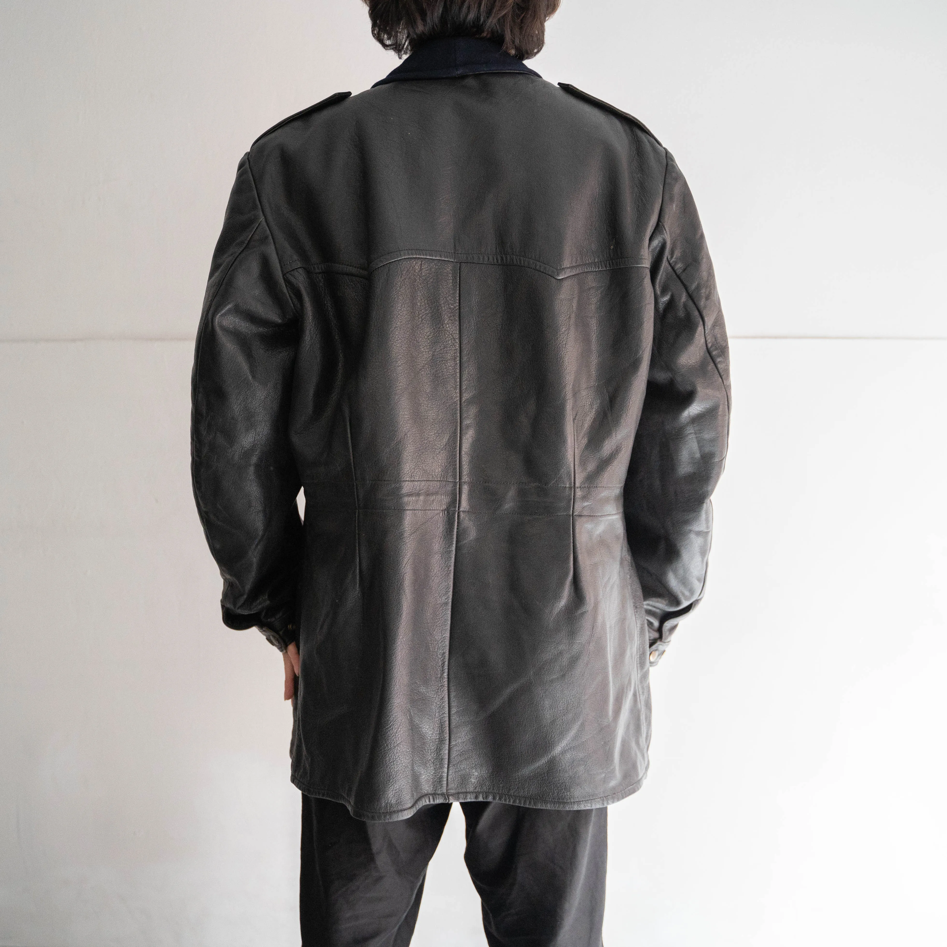 around 1950s Swedish military leather car coat
