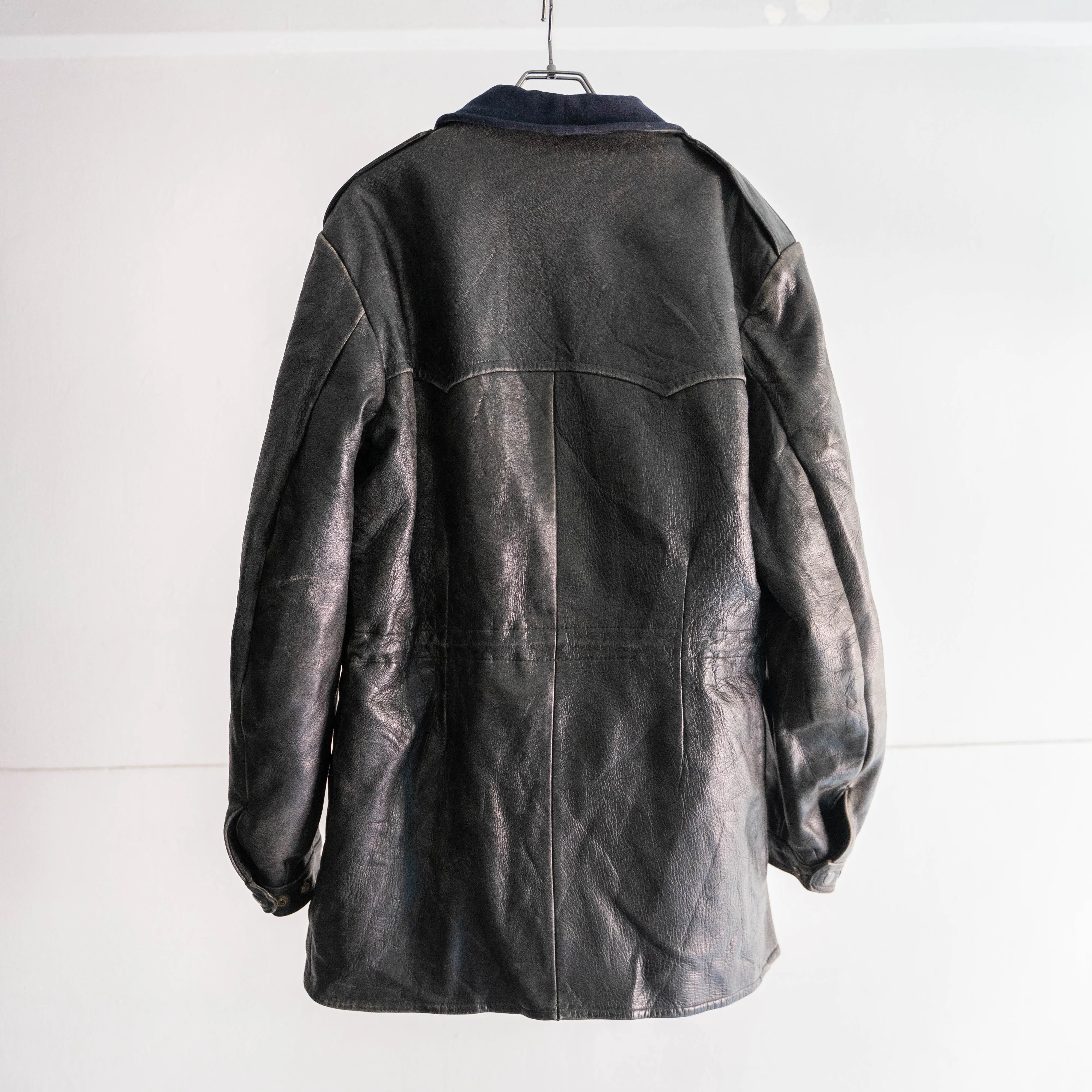 around 1950s Swedish military leather car coat