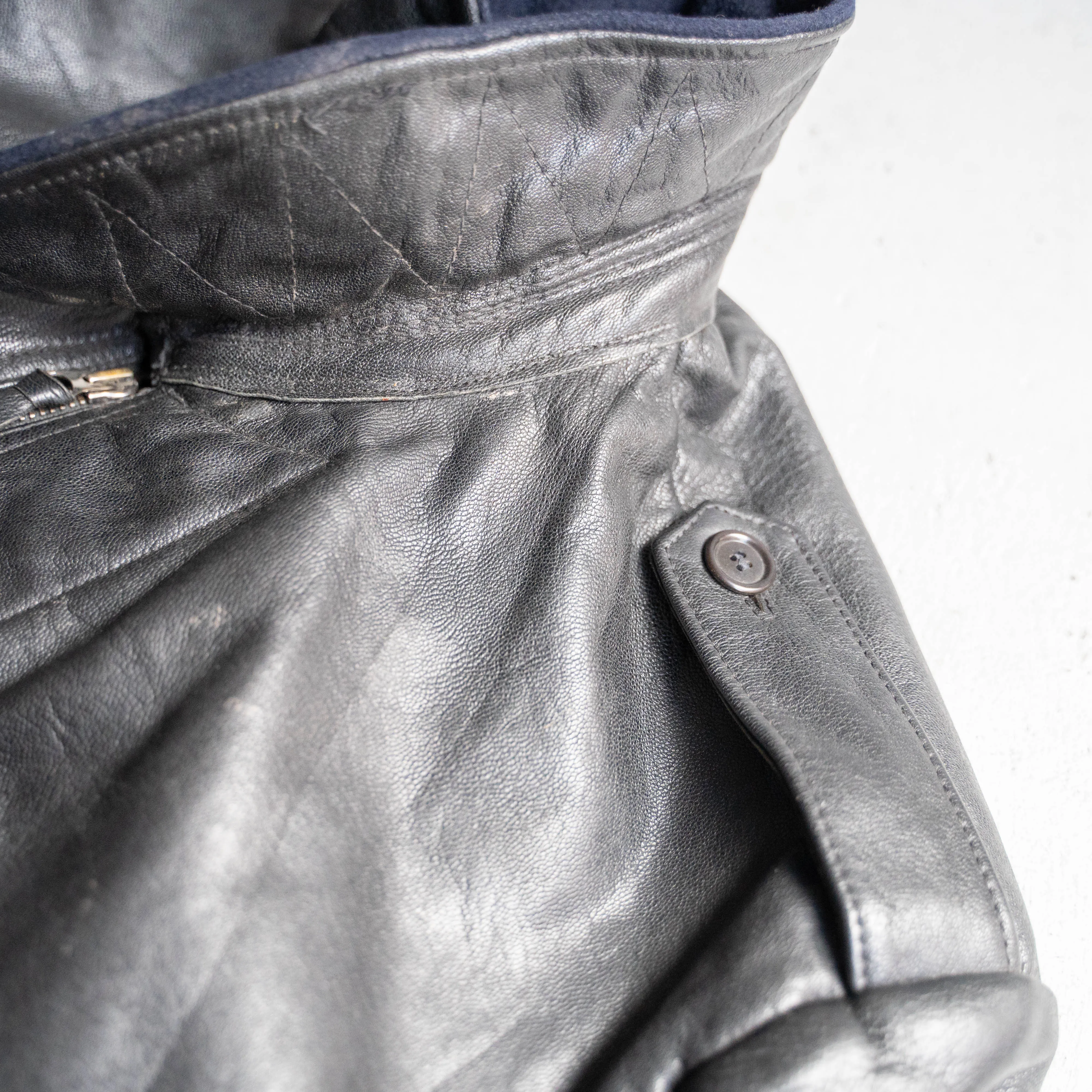 around 1950s Swedish military leather car coat