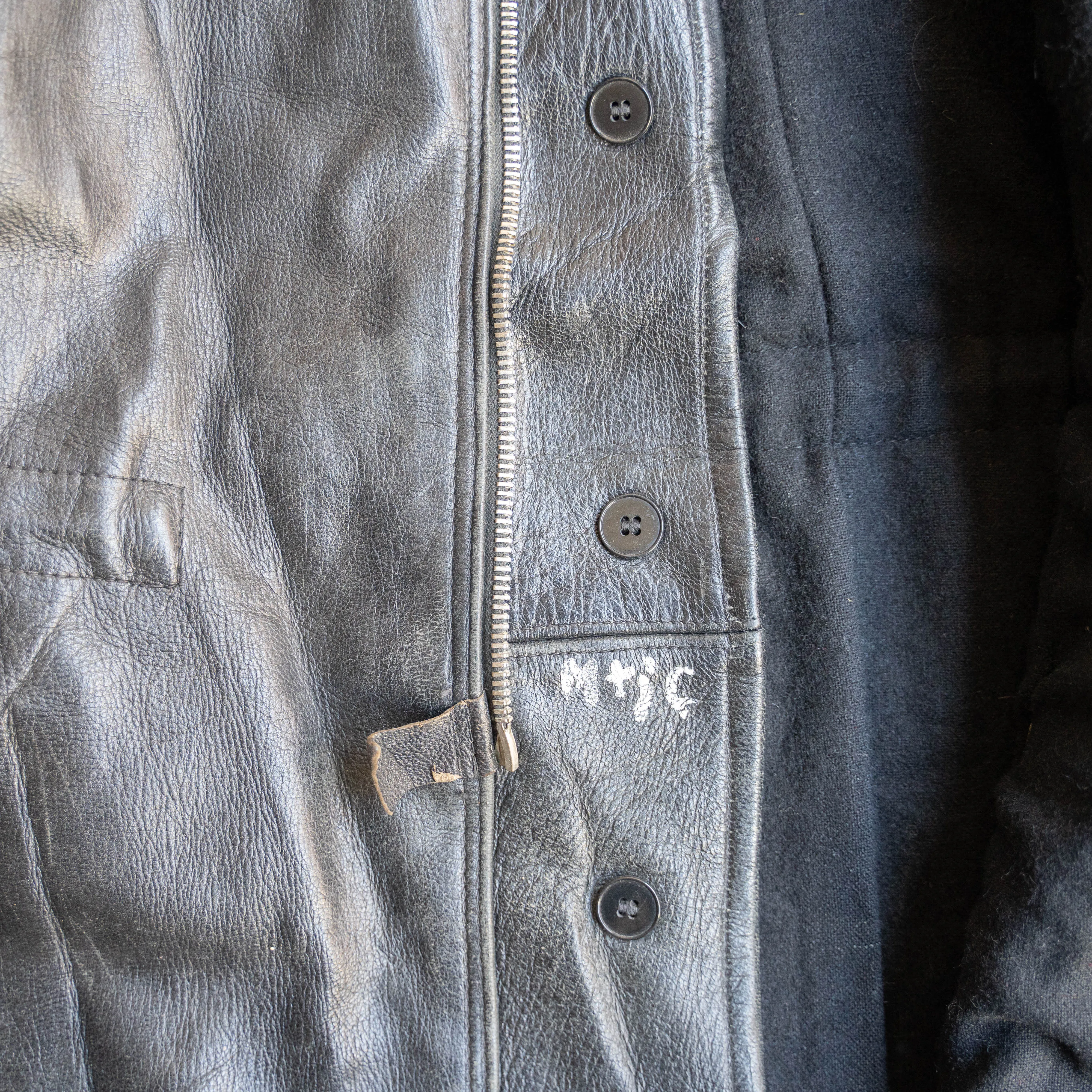 around 1950s Swedish military leather car coat