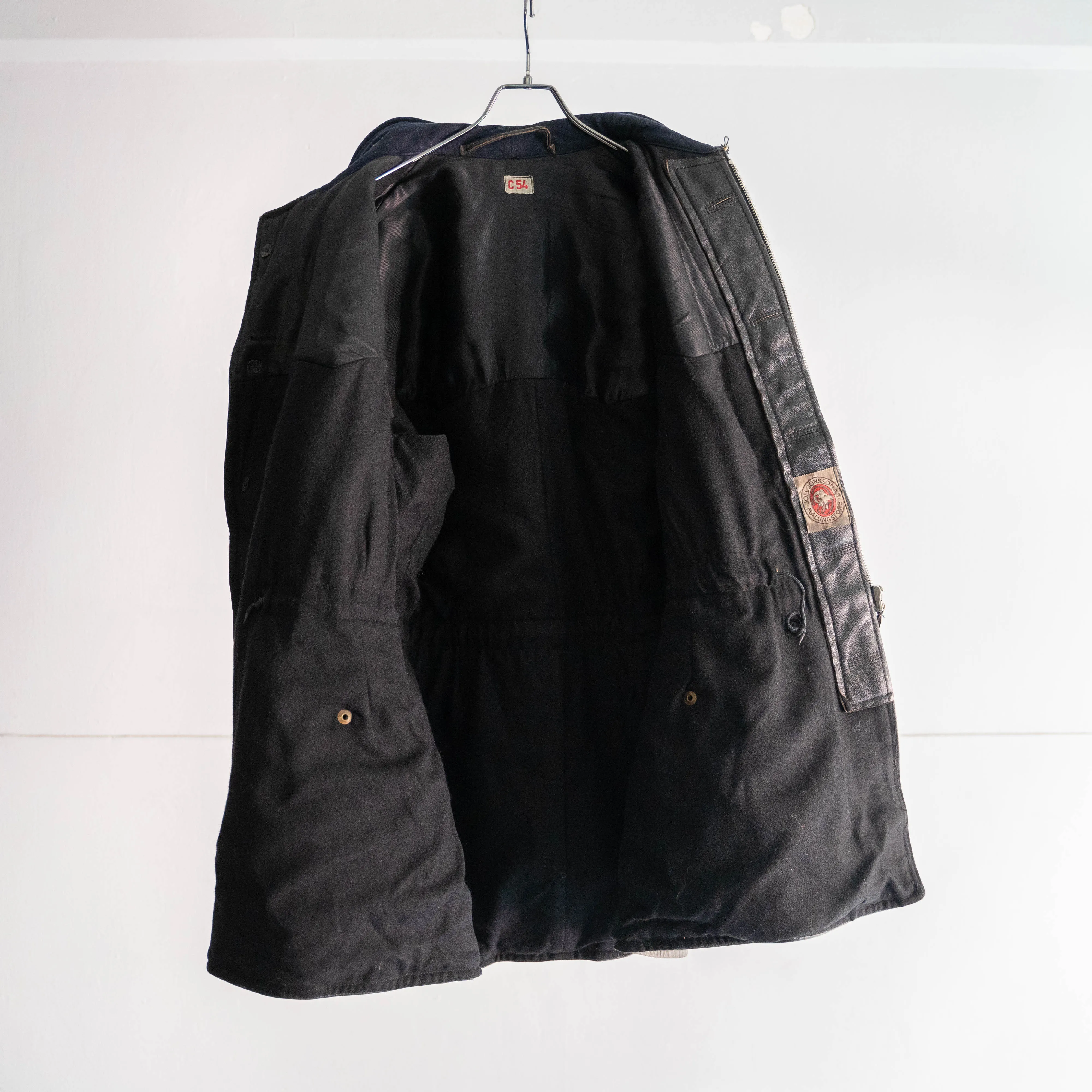 around 1950s Swedish military leather car coat