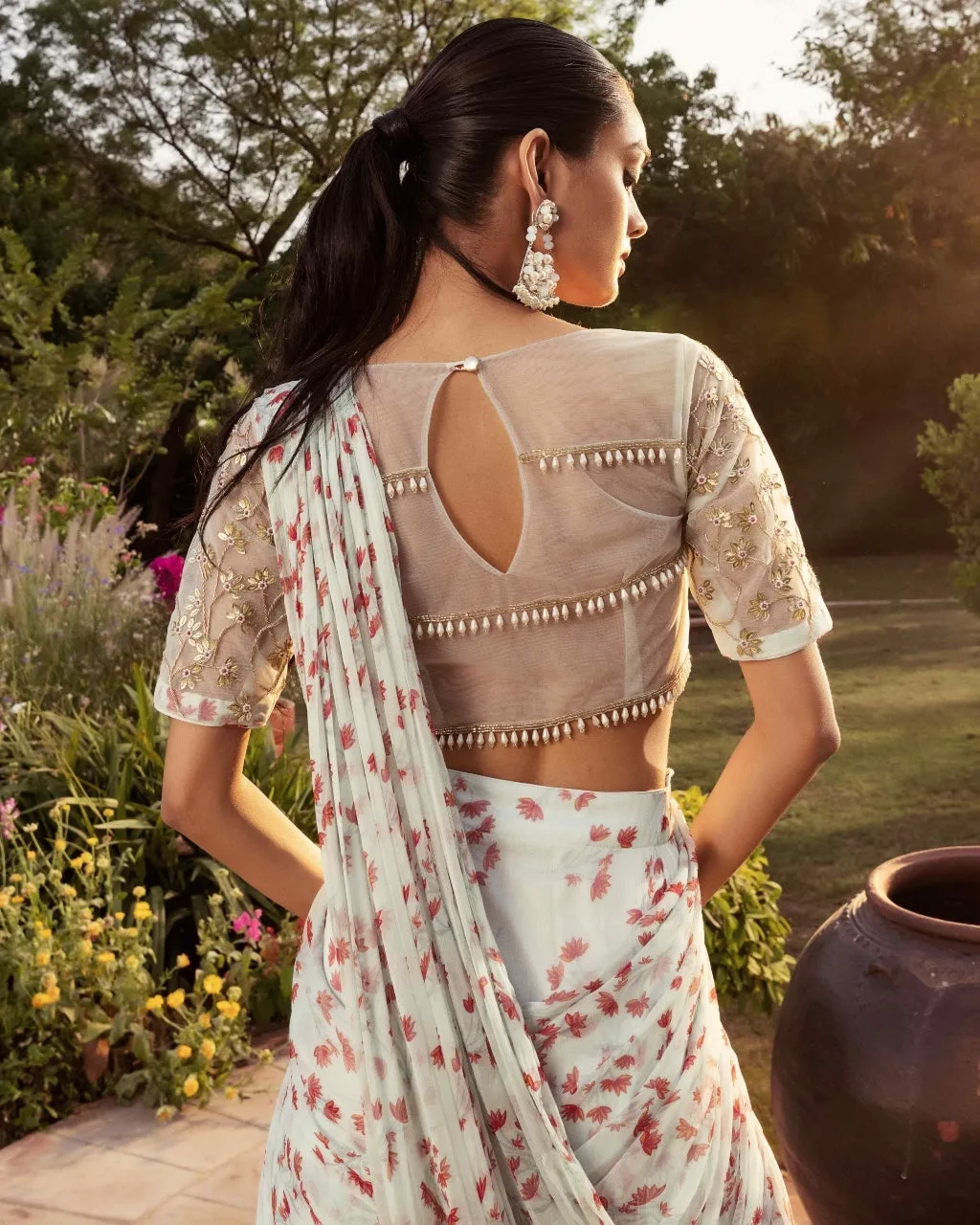 Asmira Sky Tiered Sari Set