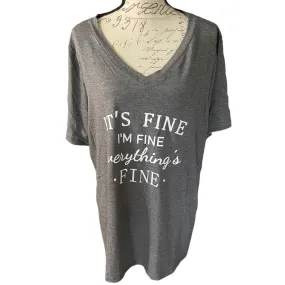 Bloomchic Gray V Neck I'm Fine Everything's Fine Shirt Size 18/20