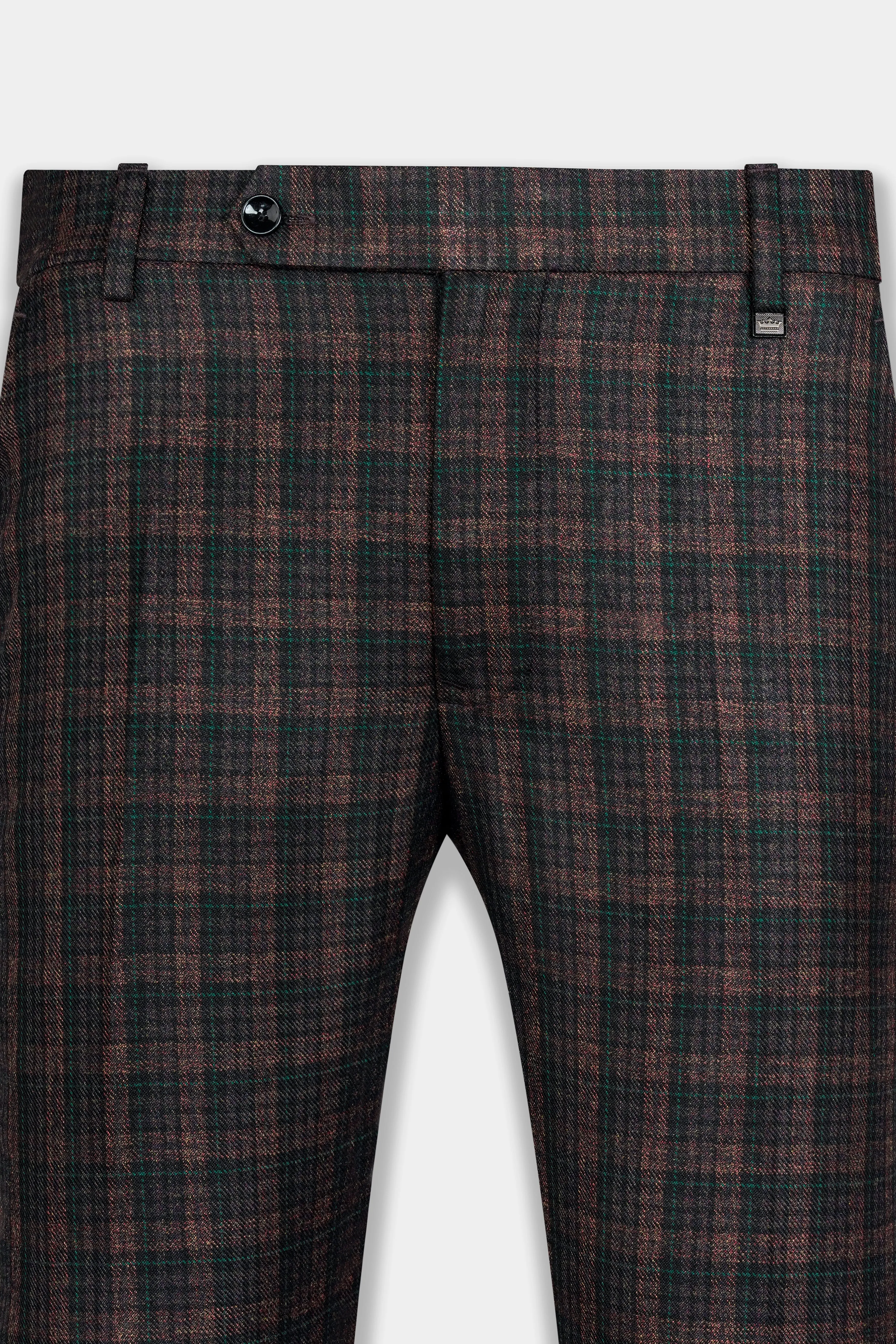 Bole Brown with Ebony Clay Black Plaid Wool Rich Pant