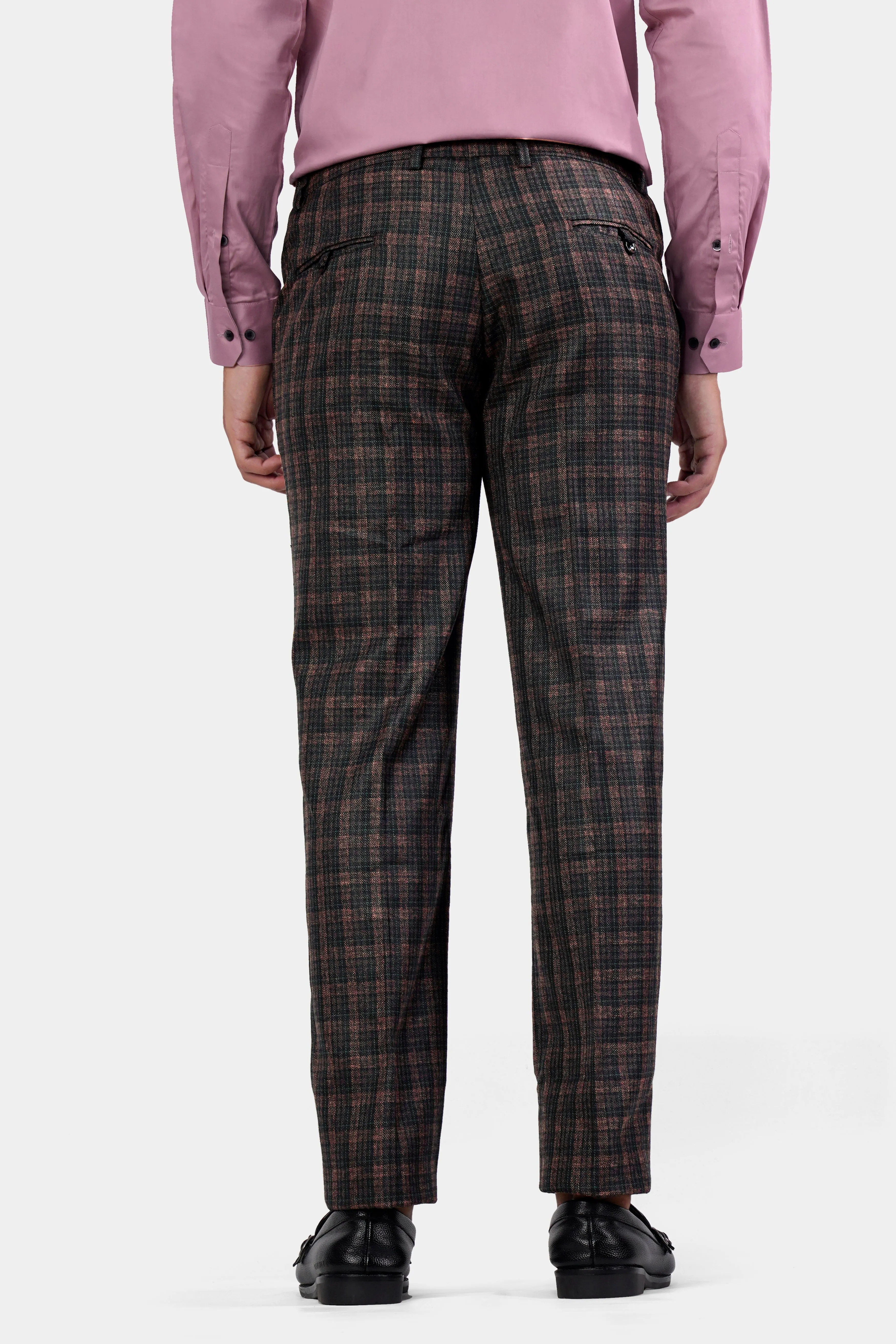Bole Brown with Ebony Clay Black Plaid Wool Rich Pant