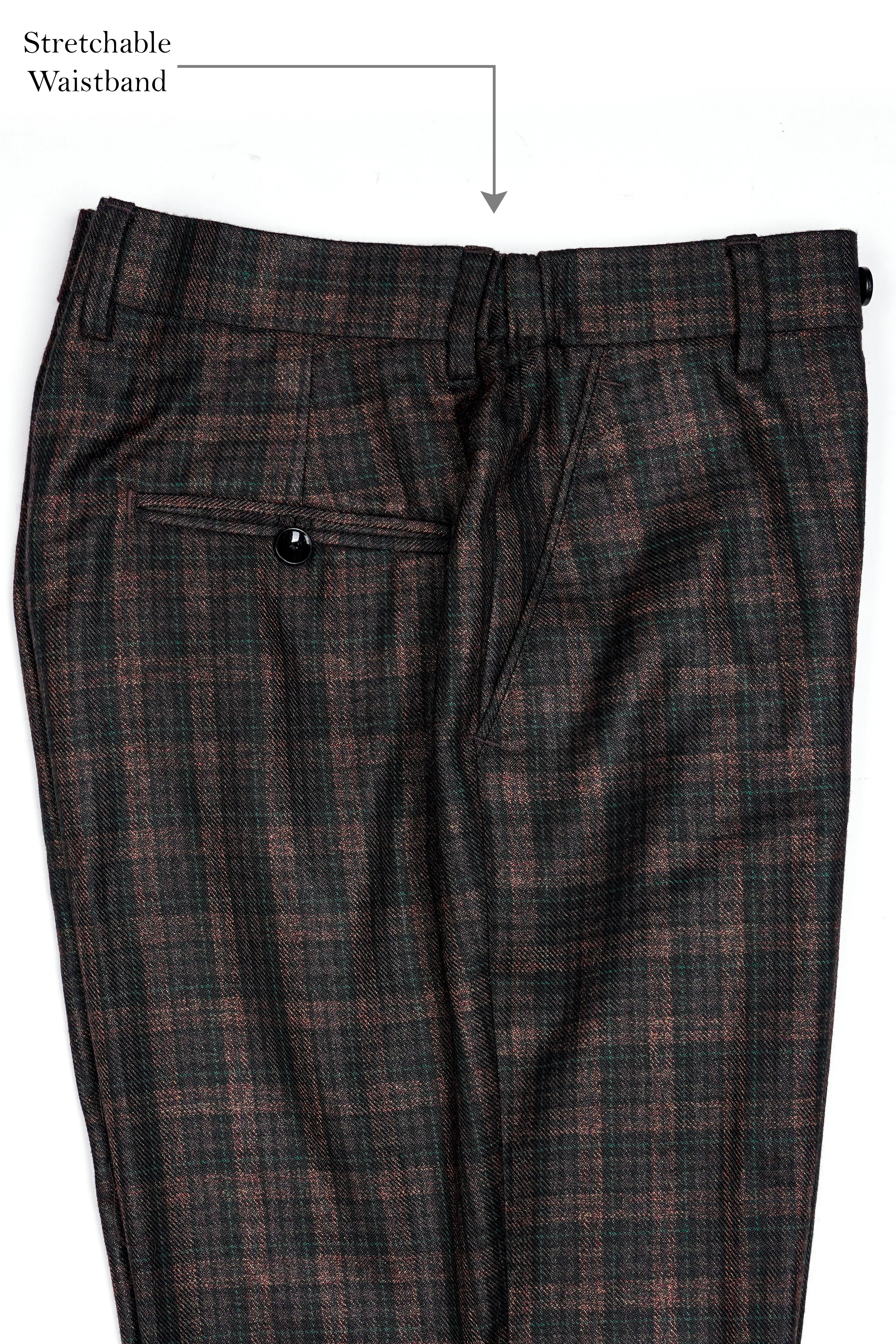 Bole Brown with Ebony Clay Black Plaid Wool Rich Pant