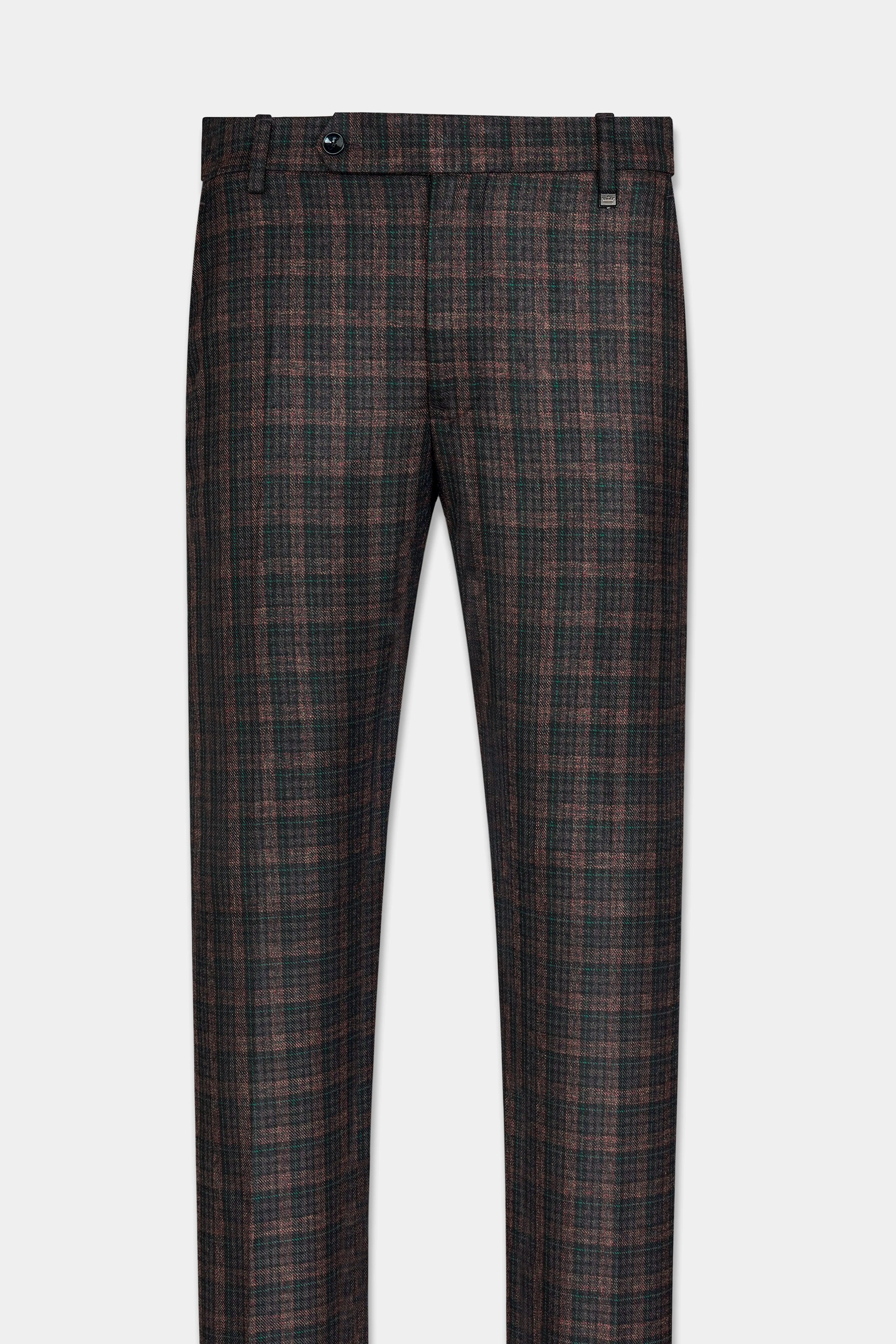 Bole Brown with Ebony Clay Black Plaid Wool Rich Pant