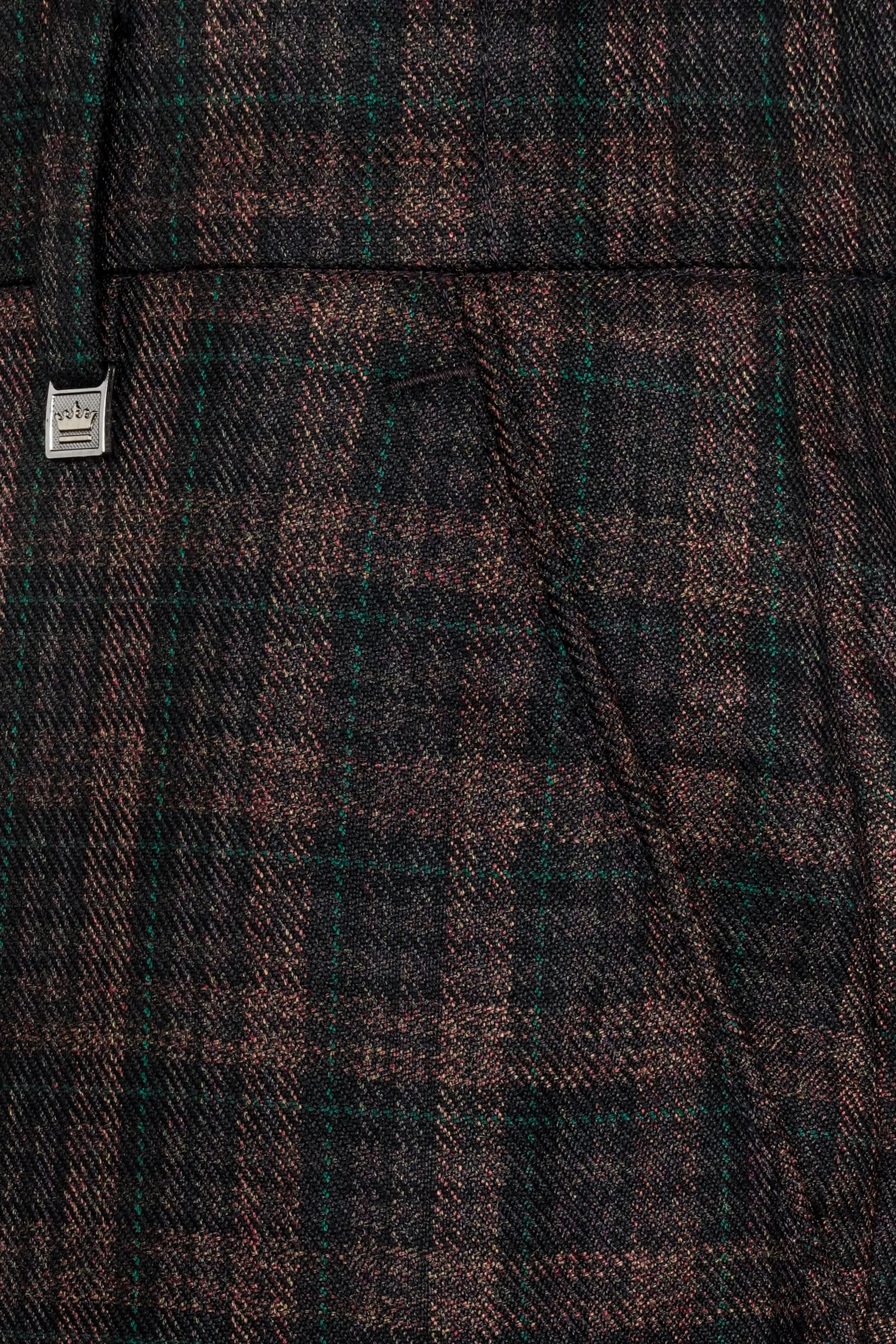 Bole Brown with Ebony Clay Black Plaid Wool Rich Pant