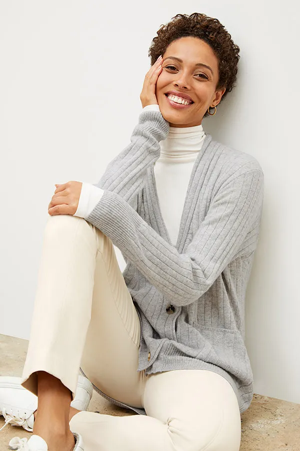 Caro Cardigan - Cashmere :: Light Heather Gray