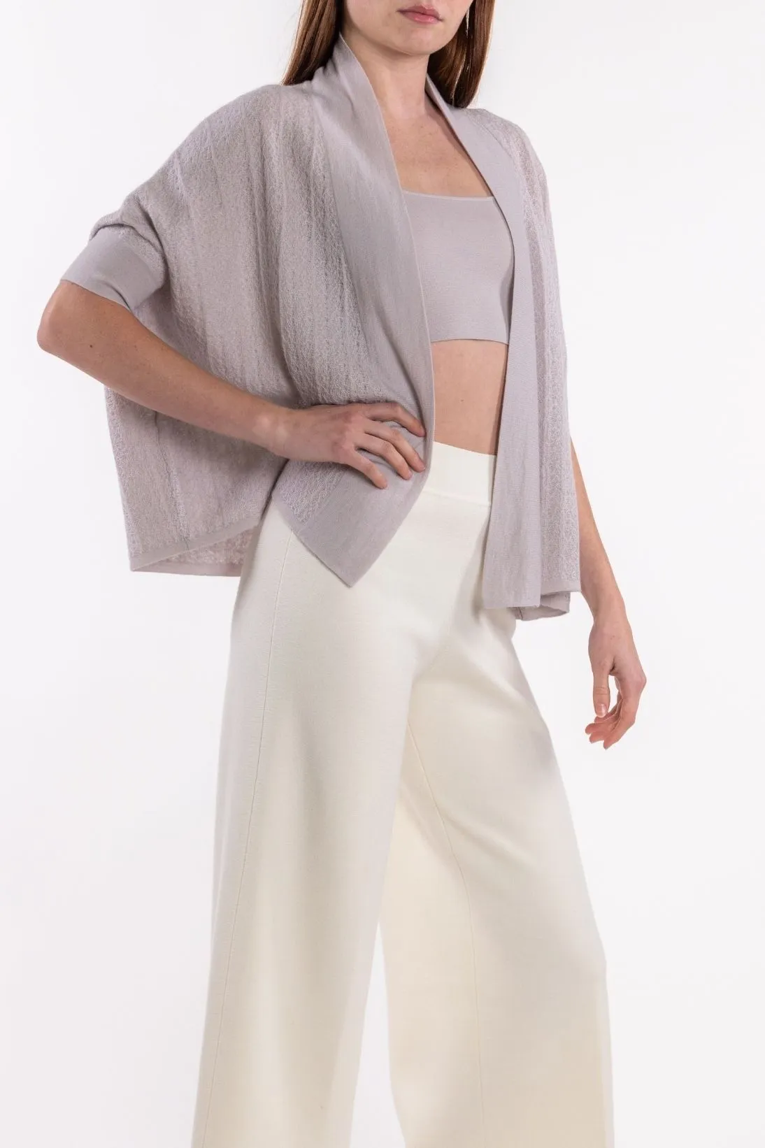 CASHMERE MESH STITCH CARDIGAN