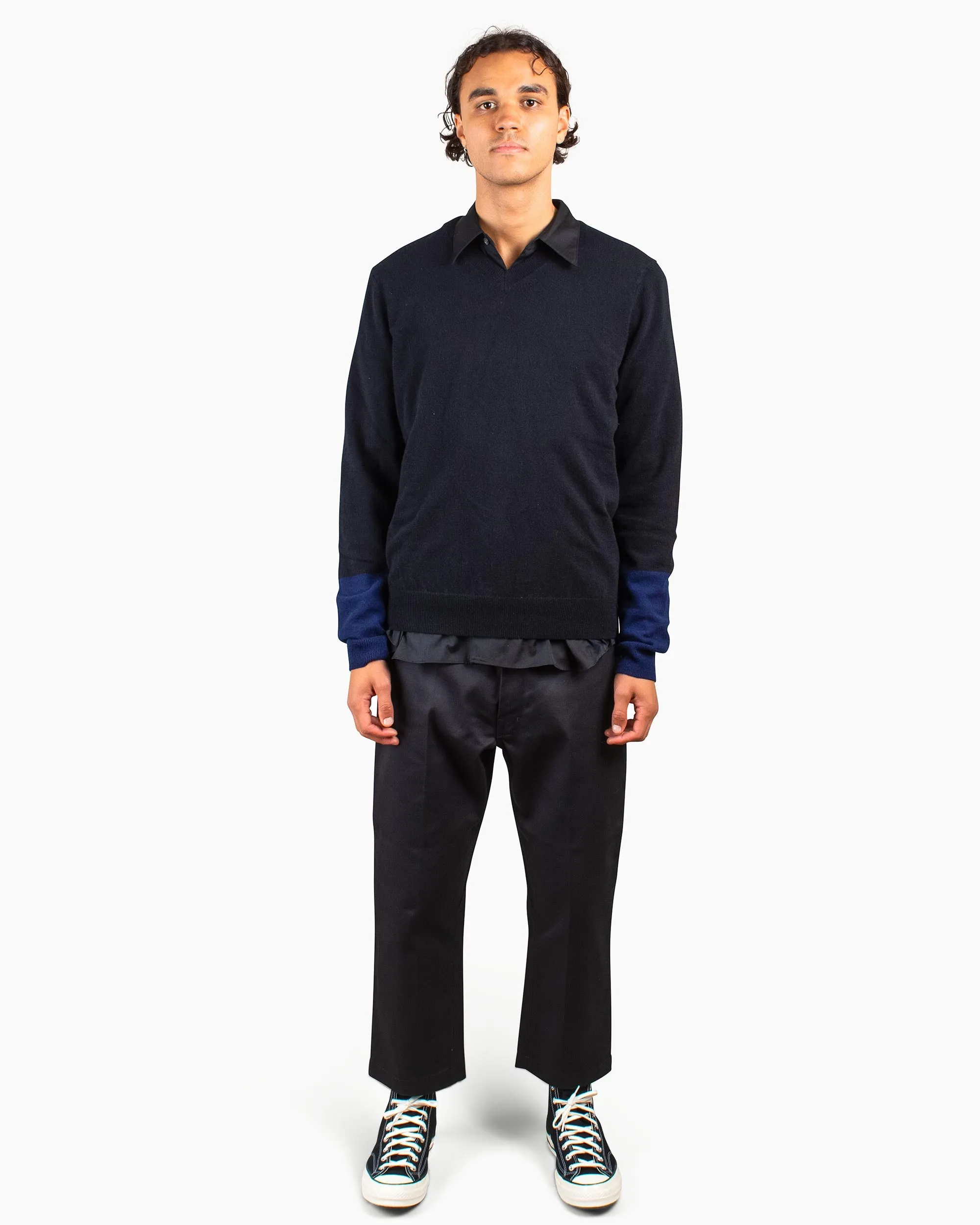 Comme des Garçons SHIRT Fully Fashioned Knit V-Neck Pullover Black/Navy