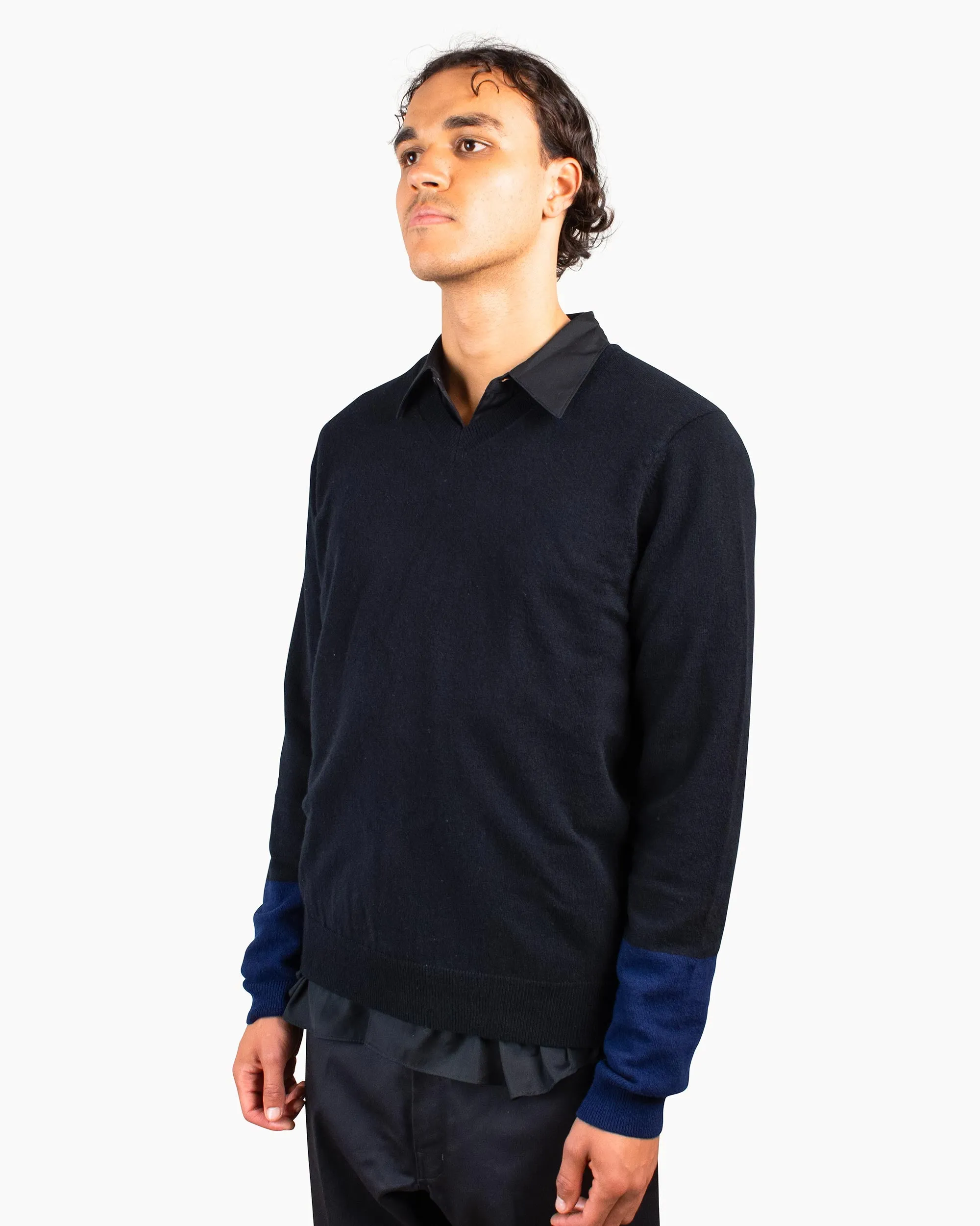 Comme des Garçons SHIRT Fully Fashioned Knit V-Neck Pullover Black/Navy