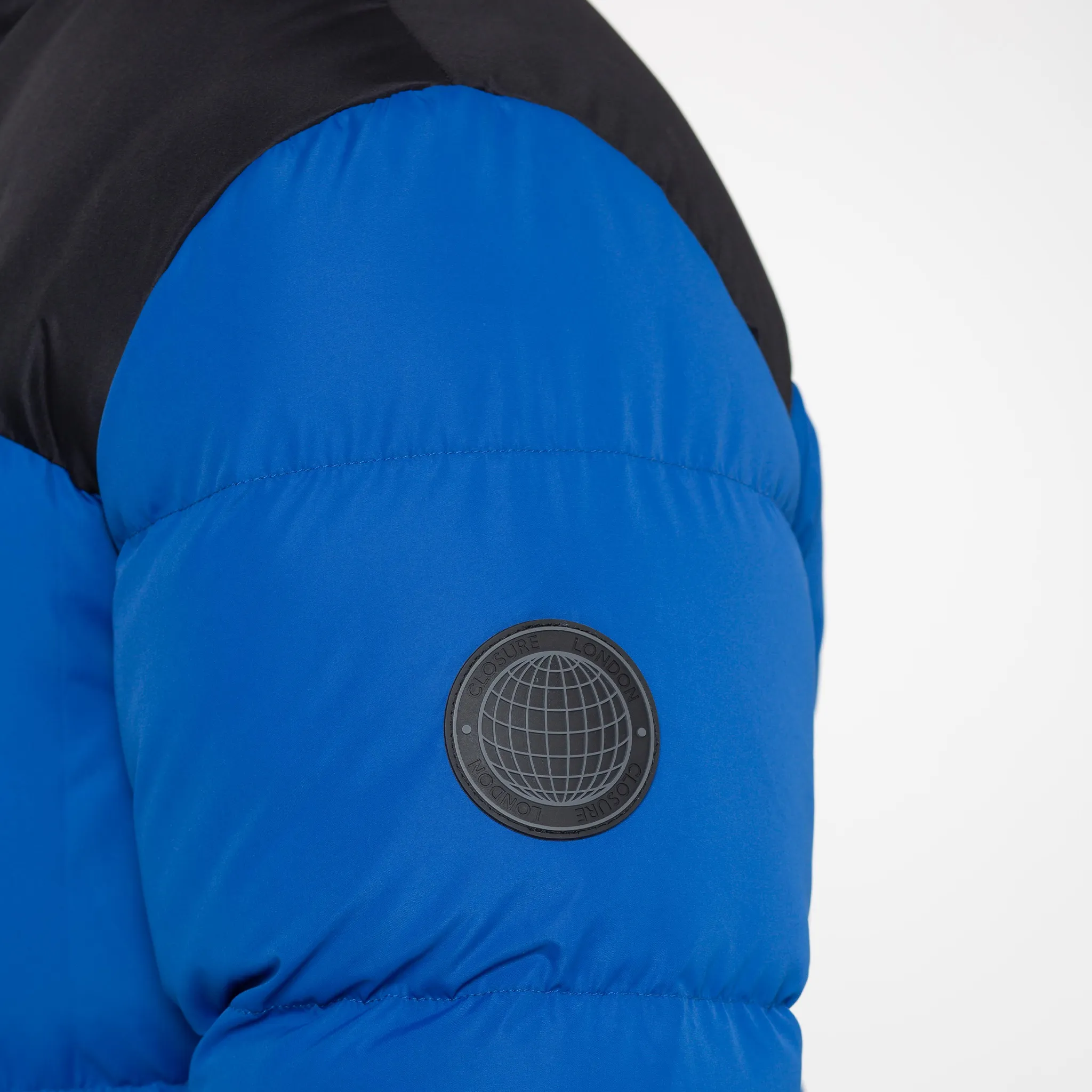 Contrast Zipped Funnel Neck Puffer Jacket | Cobalt Blue