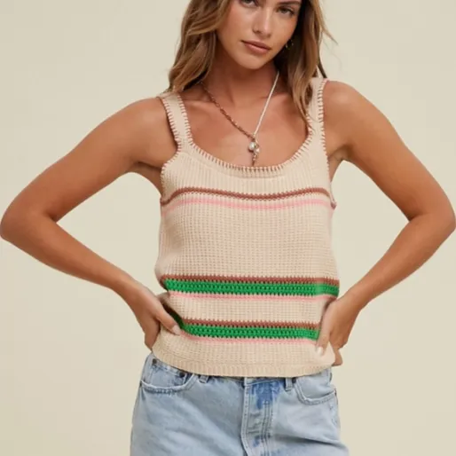 Dakota Multi Color Striped Sweater Tank