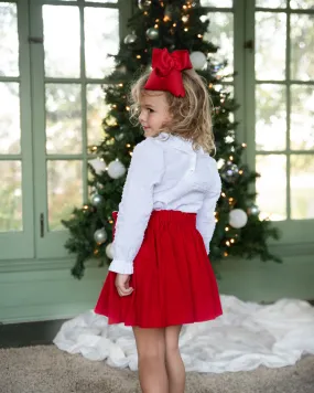 Girl's White Plumetti Lace Christmas Blouse