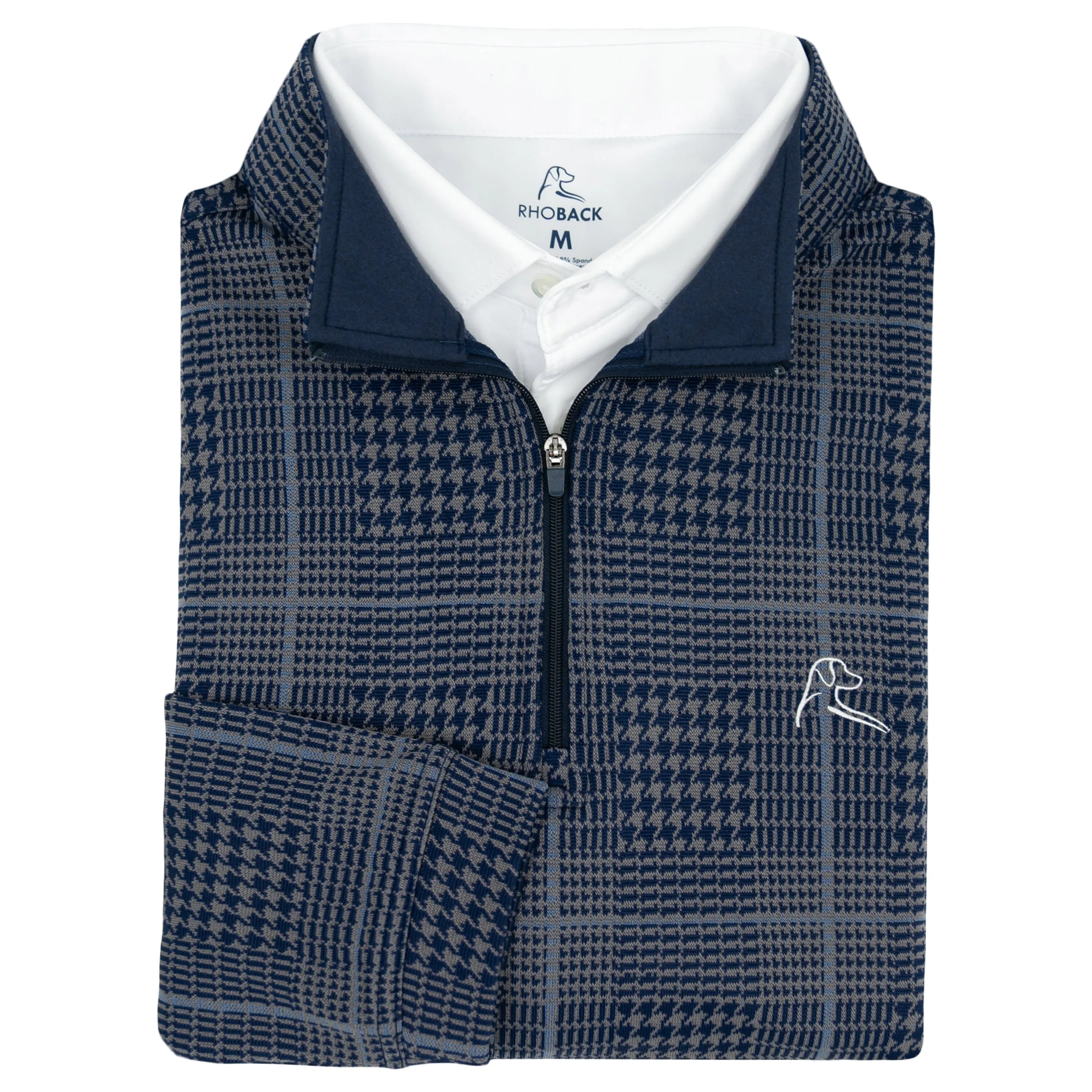 Glen Plaid Jacquard Performance Q-Zip | The Glen Plaid - Boulder Grey/Fleet Navy