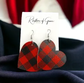 Heartfelt Style: Buffalo Plaid Love Dangle Earrings - Perfect for Valentine’s Day or Christmas!