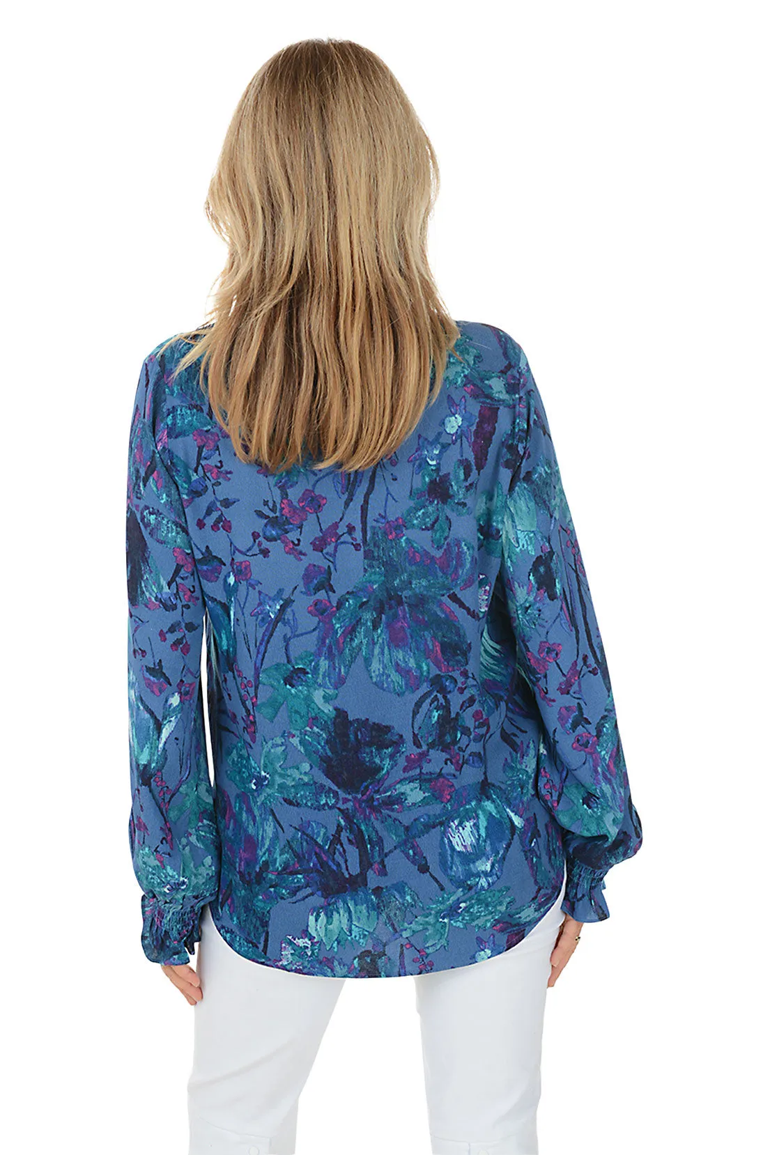 Jungle Berry Flounce Collar Blouse