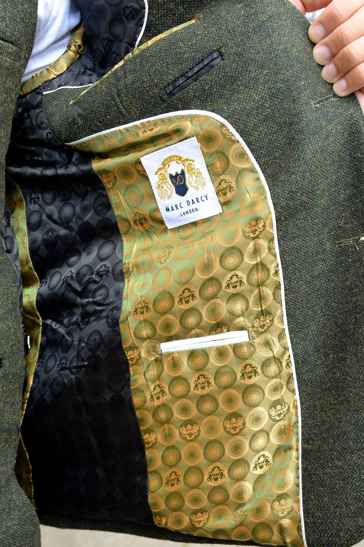 MARLOW - Olive Green Tweed Three Piece Suit