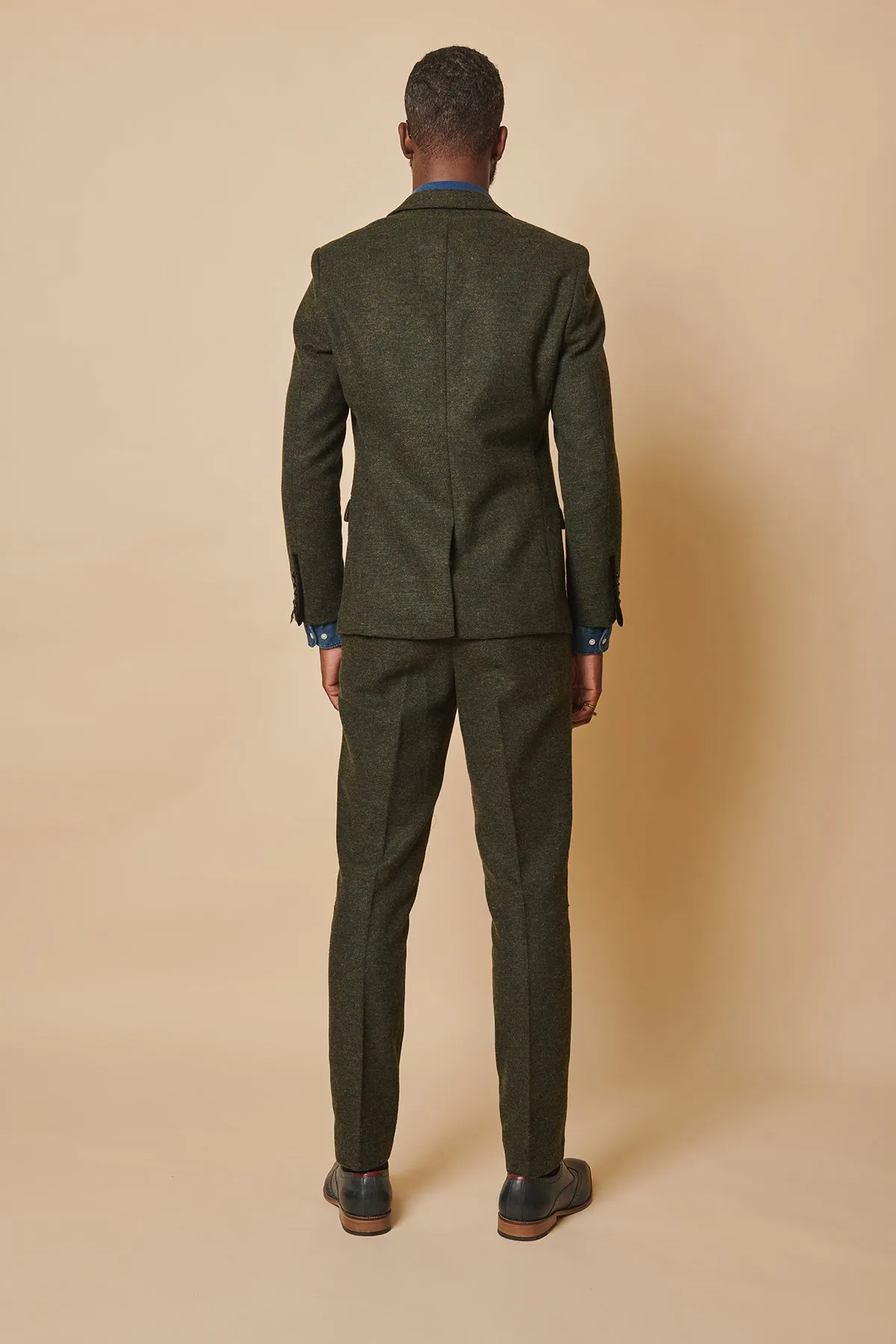 MARLOW - Olive Green Tweed Three Piece Suit