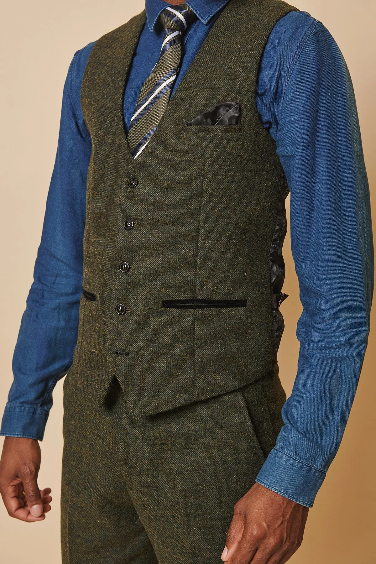 MARLOW - Olive Green Tweed Three Piece Suit