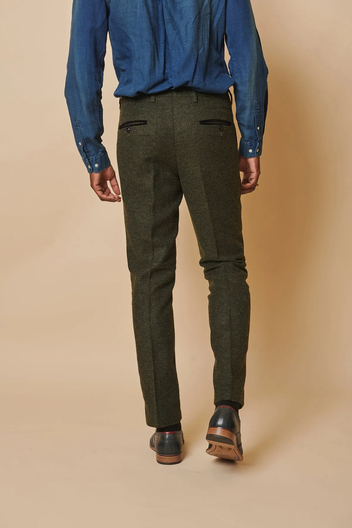 MARLOW - Olive Green Tweed Three Piece Suit