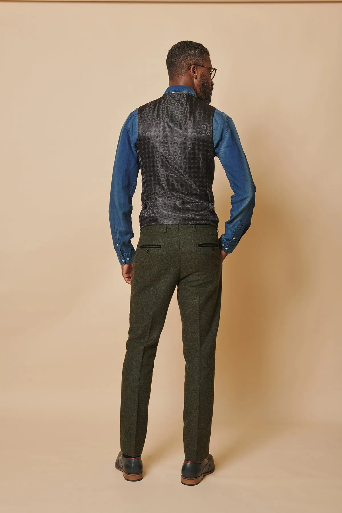 MARLOW - Olive Green Tweed Three Piece Suit