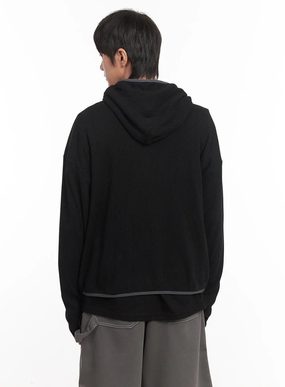 Men's Half-Zip Waffle Knit Hoodie IM519