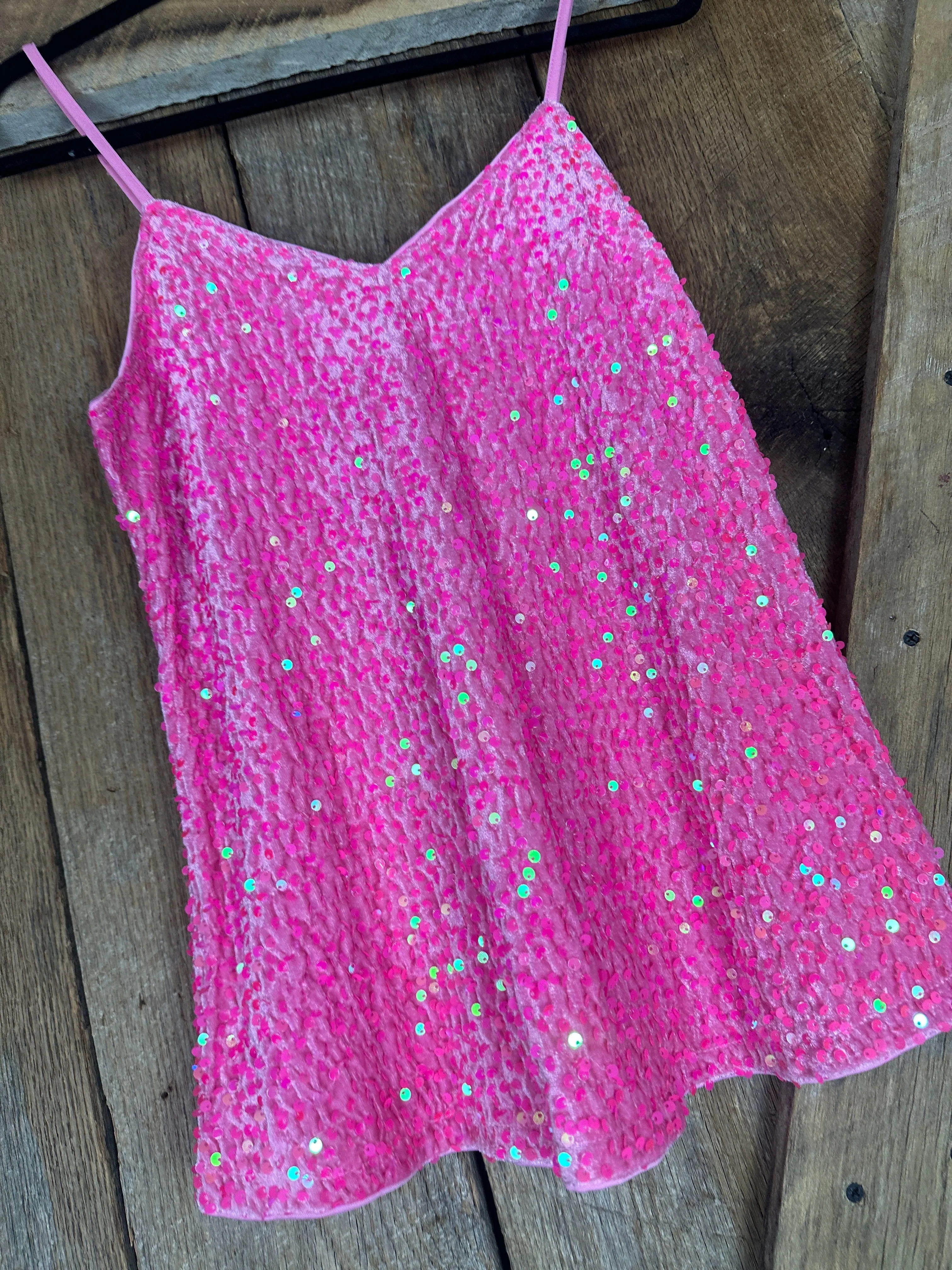 Neon Crushed Velvet Sequin Top