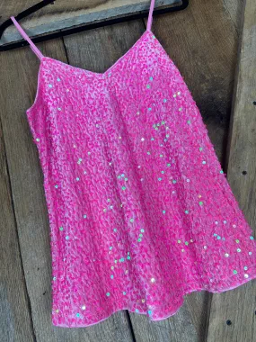 Neon Crushed Velvet Sequin Top