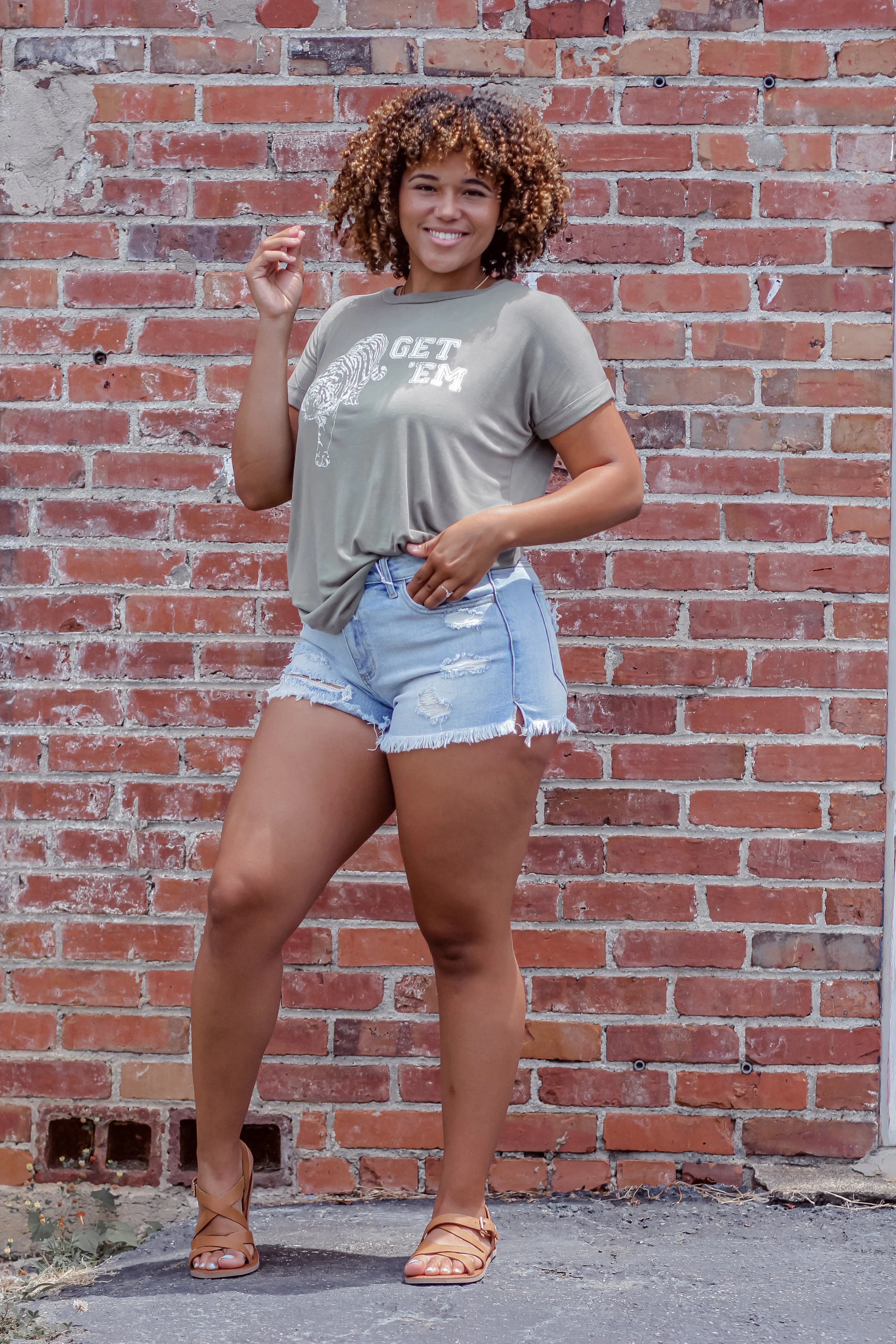 Olive Get Em' Tiger Graphic Tee