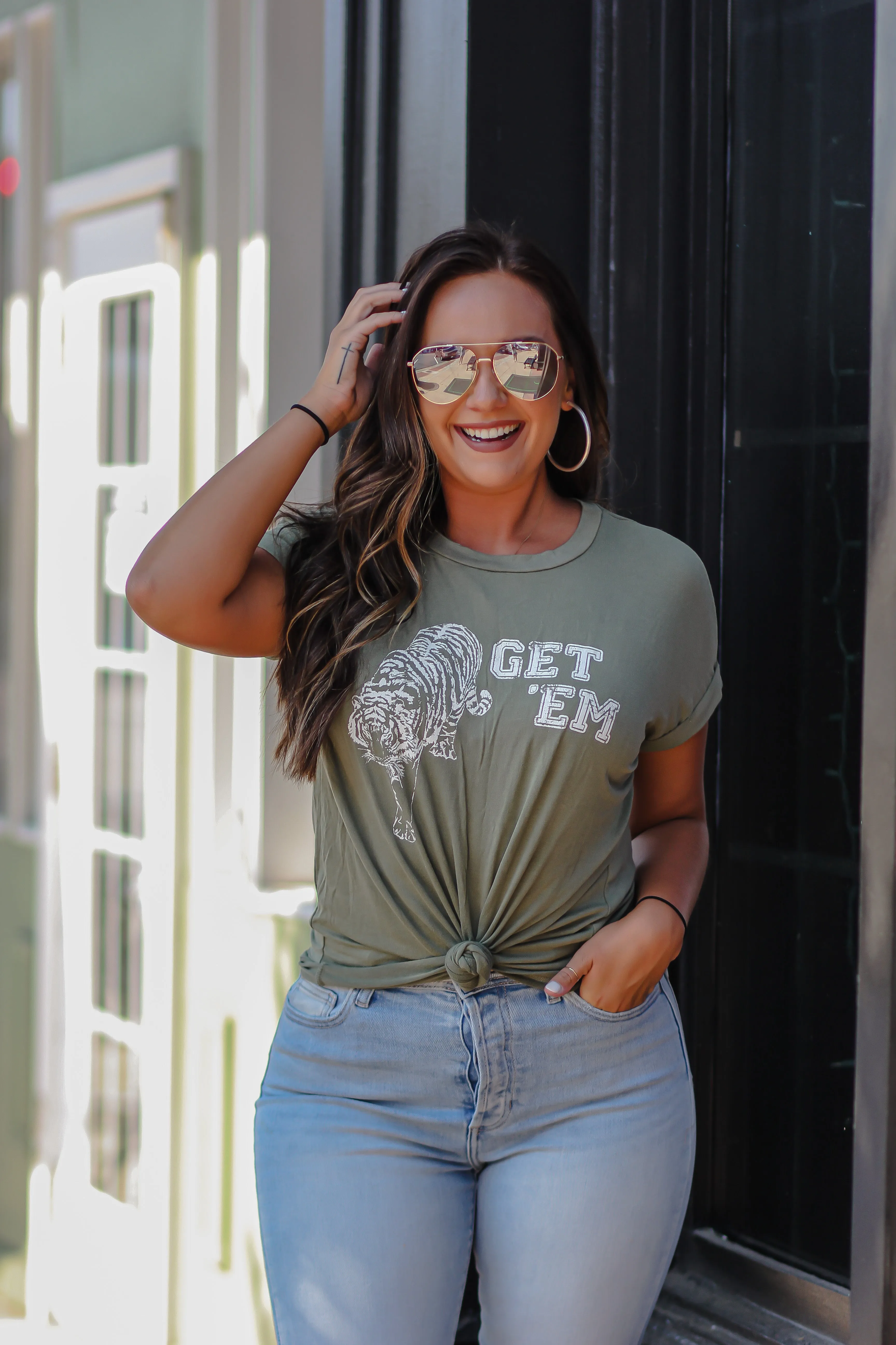 Olive Get Em' Tiger Graphic Tee