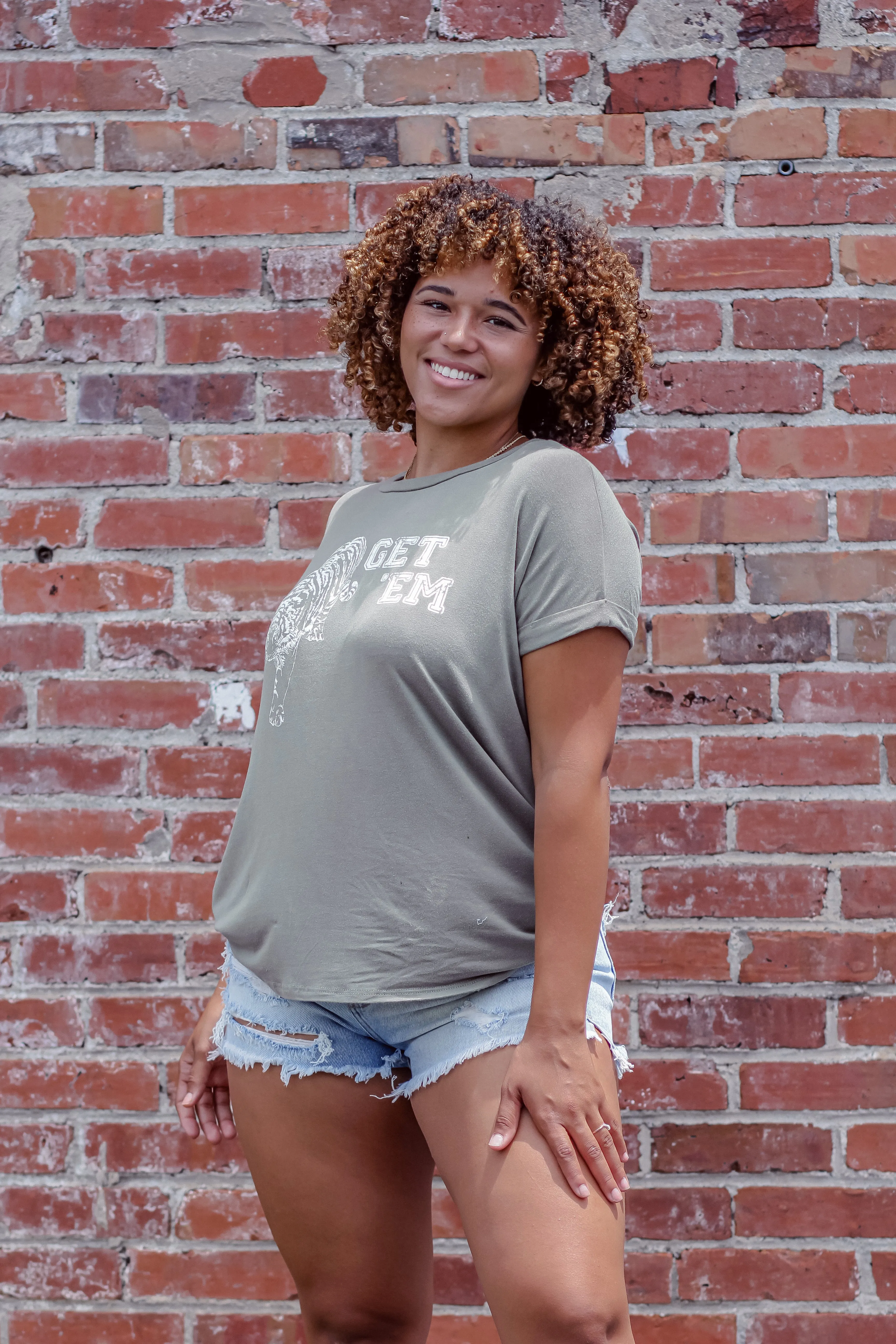 Olive Get Em' Tiger Graphic Tee