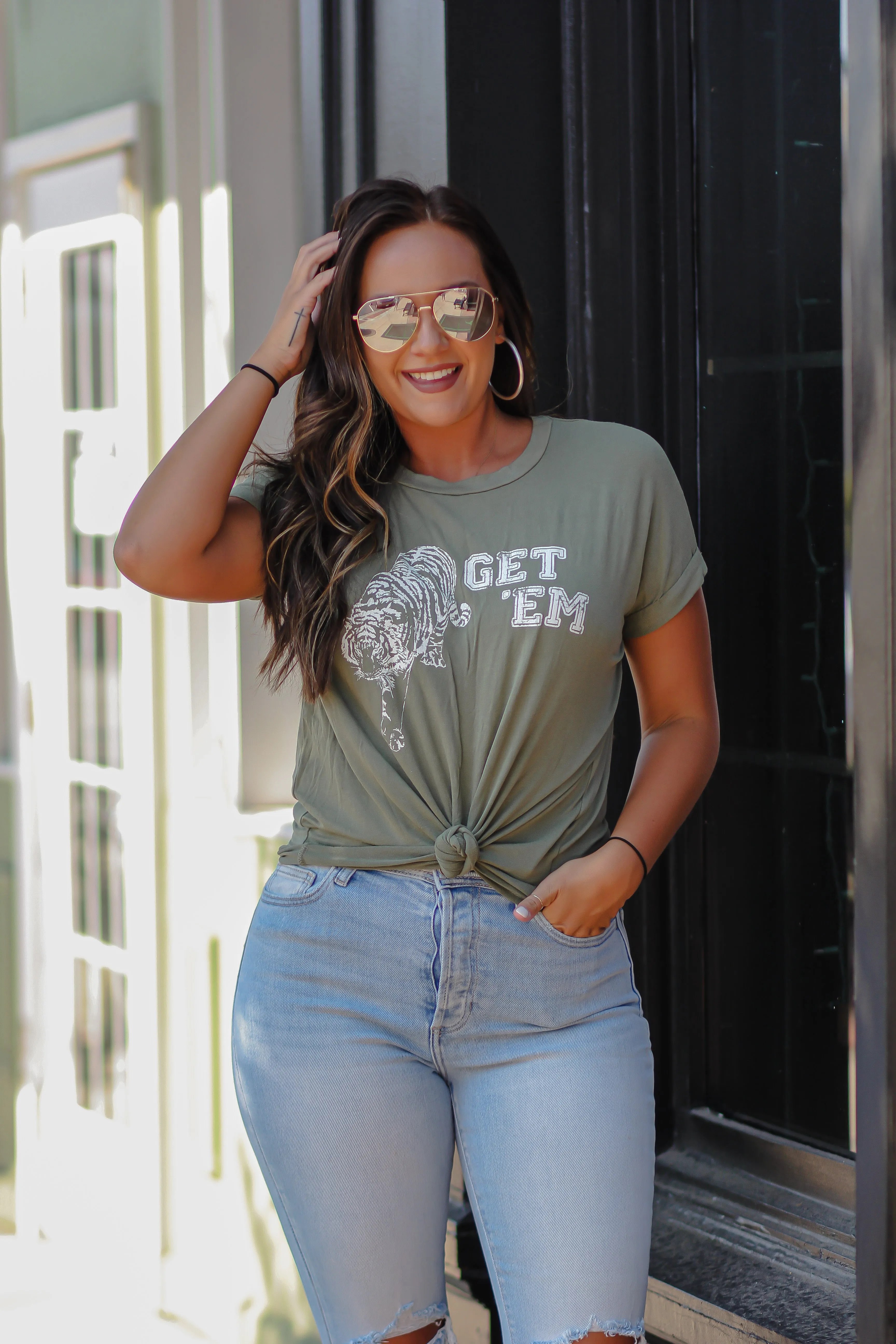 Olive Get Em' Tiger Graphic Tee