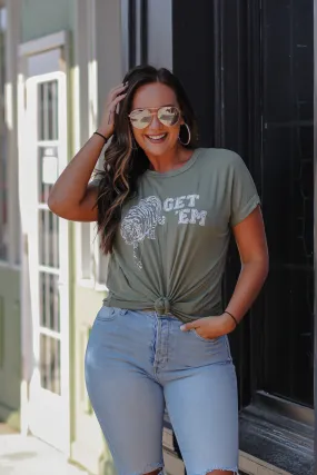 Olive Get Em' Tiger Graphic Tee