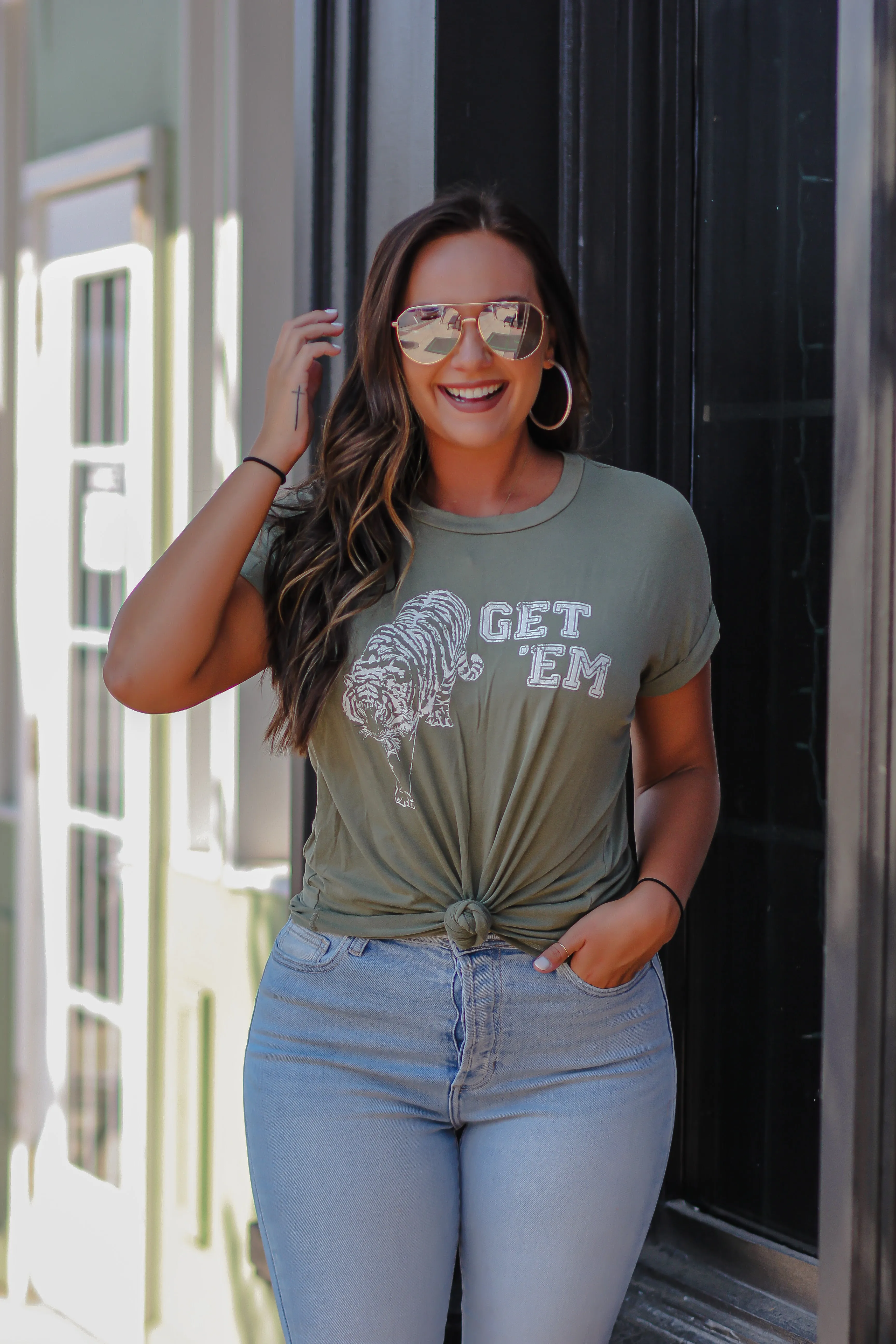 Olive Get Em' Tiger Graphic Tee