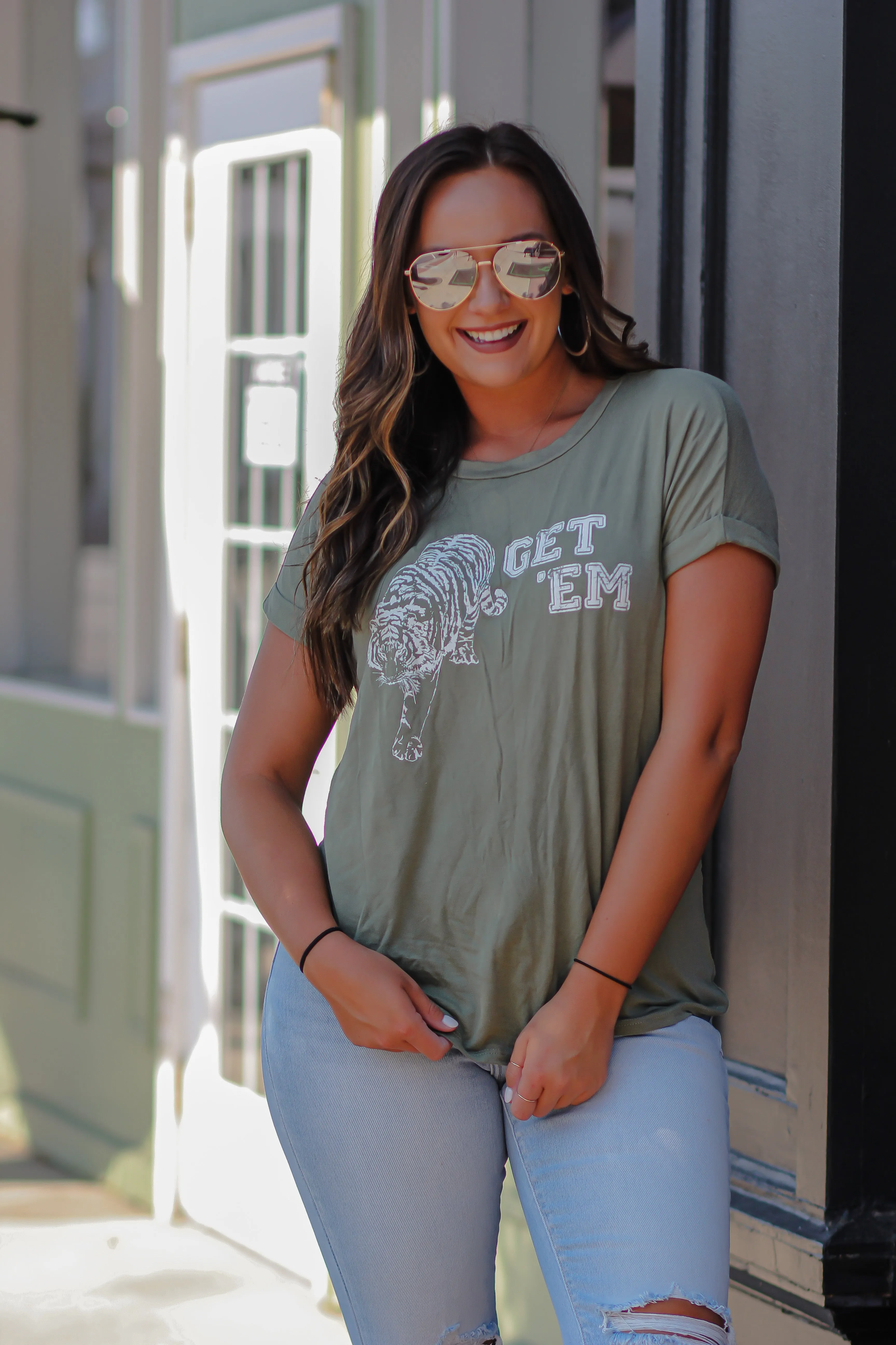 Olive Get Em' Tiger Graphic Tee