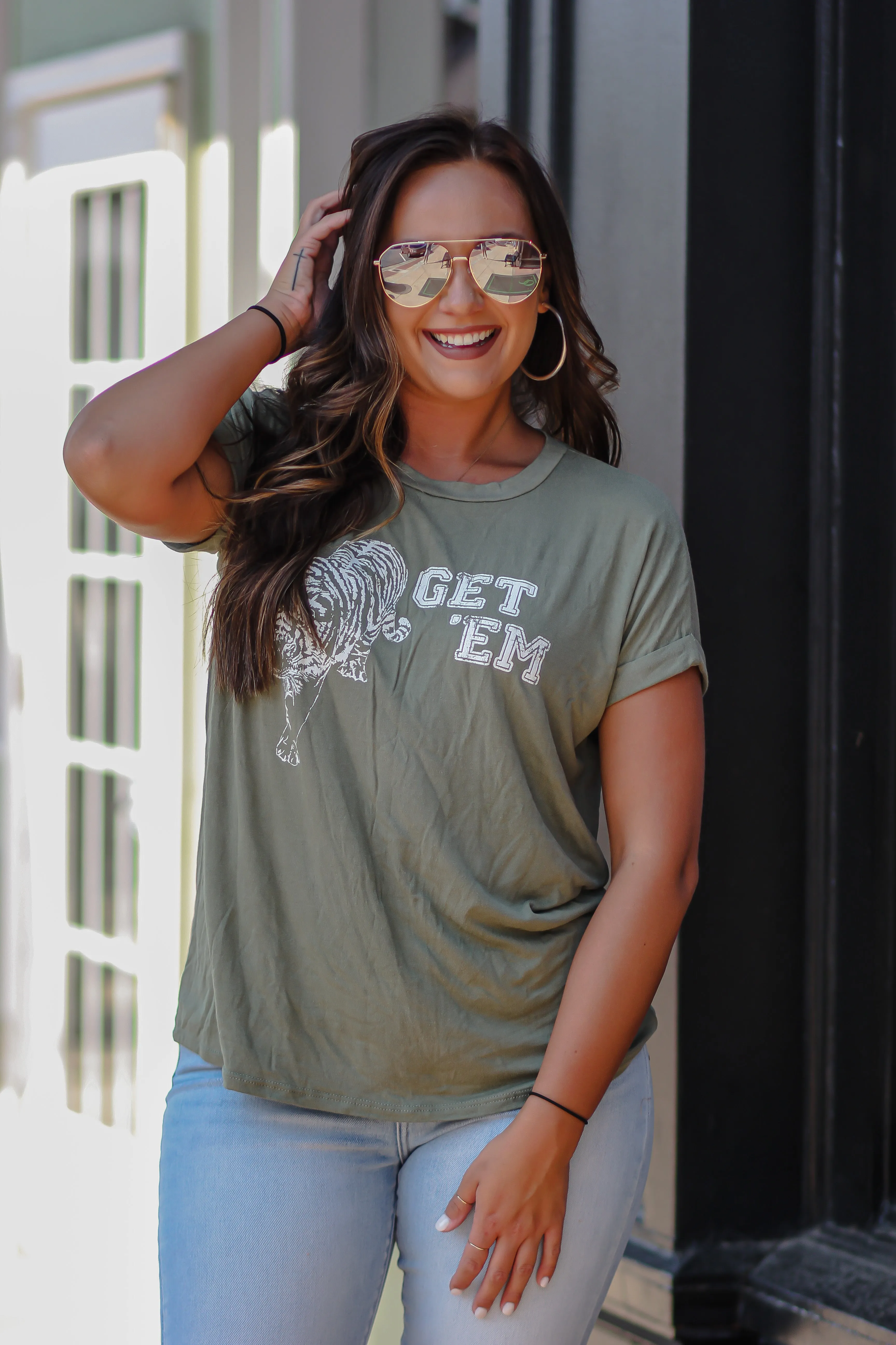 Olive Get Em' Tiger Graphic Tee